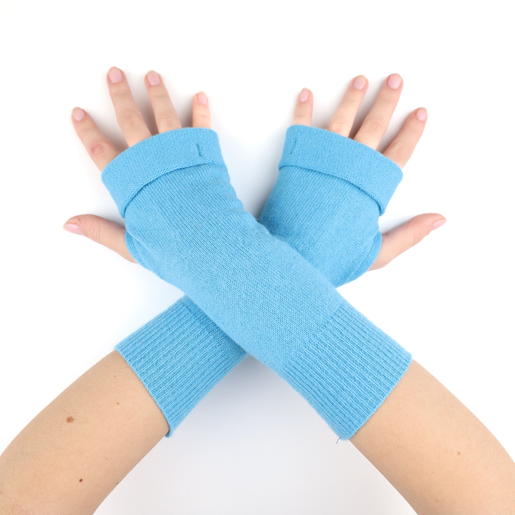 Aqua Blue Fingerless Gloves