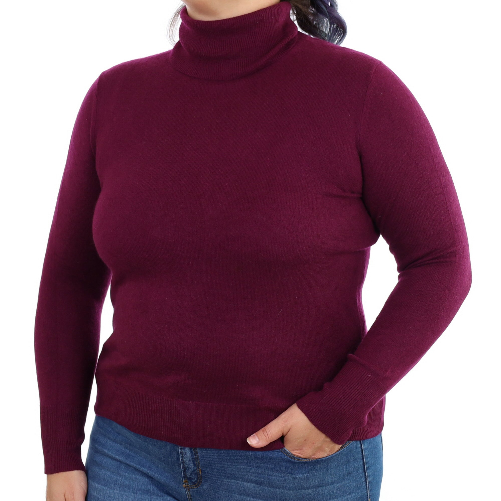 Mulberry Purple Cashmere Polo Neck Jumper Large