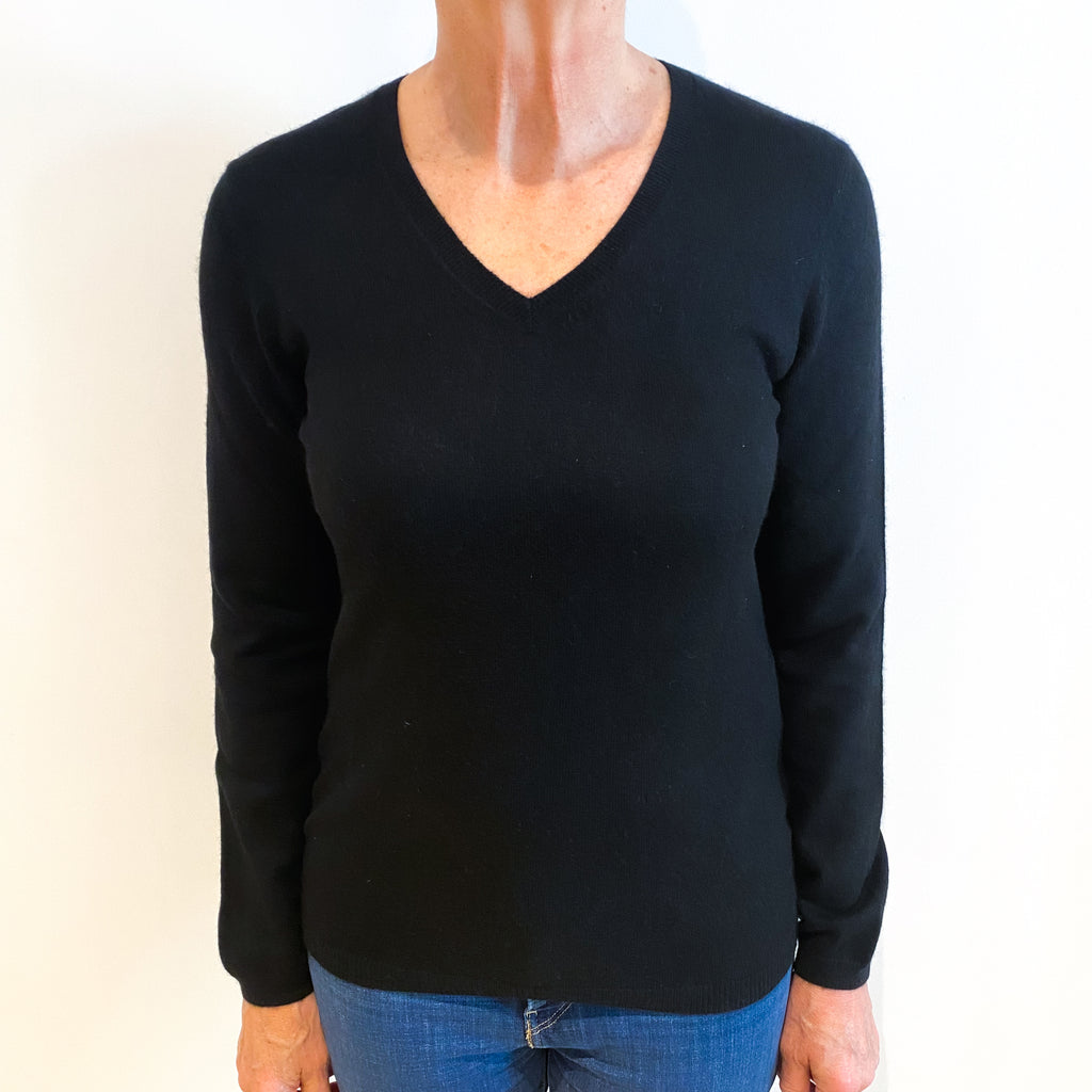 Black Cashmere V Neck Jumper Medium