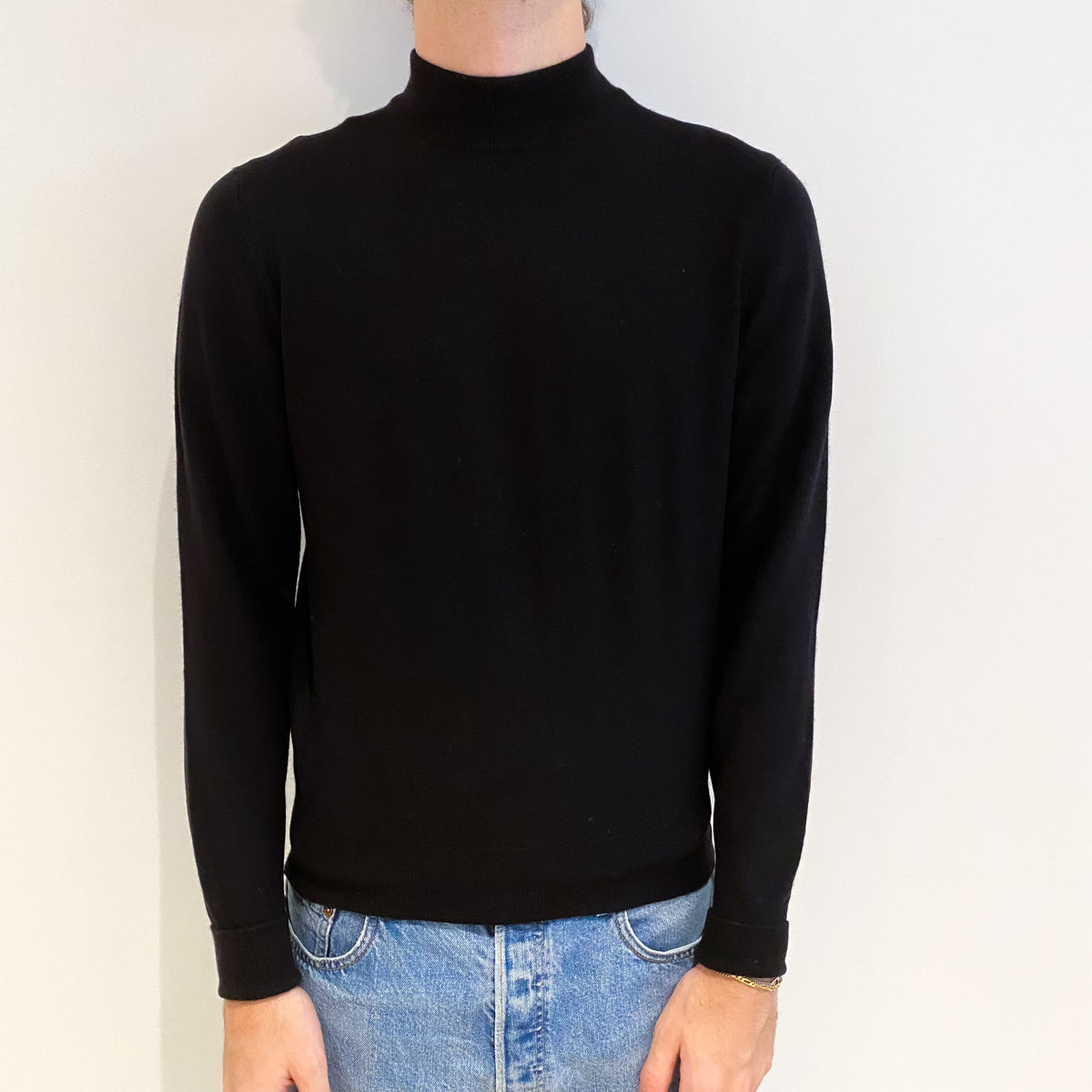 Men's Black Cashmere Turtle Neck Jumper Large