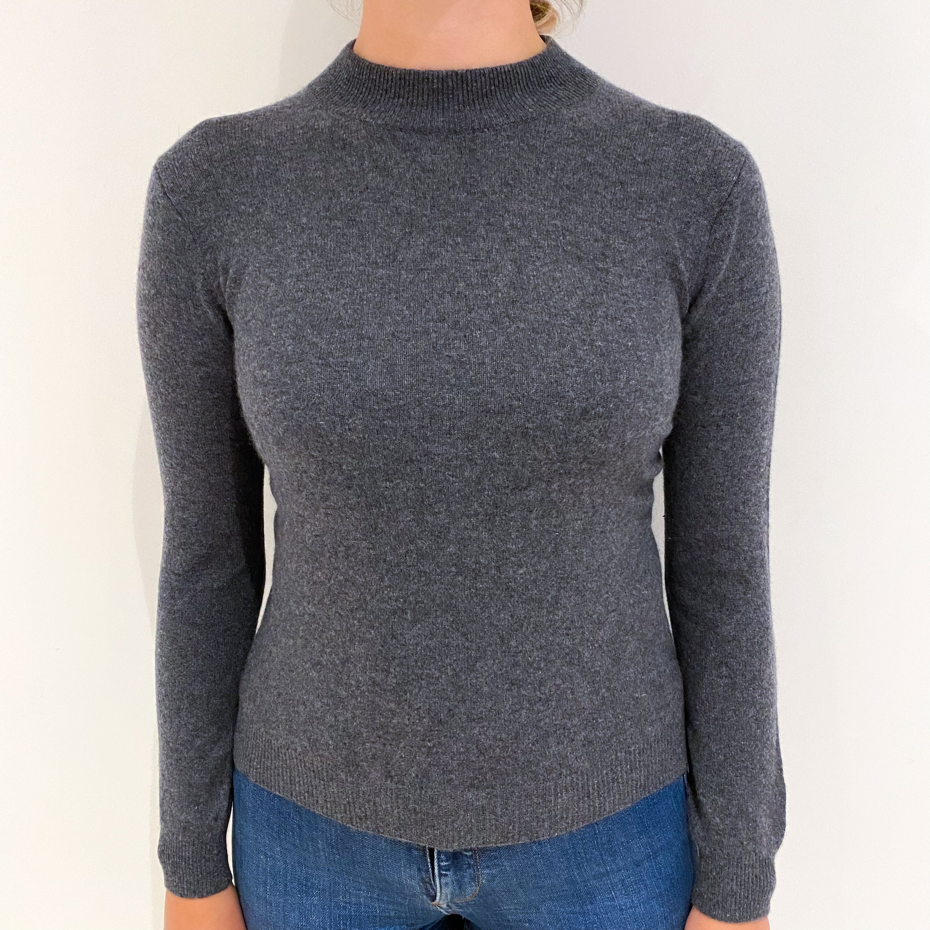 Slate Grey Cashmere Turtle Neck Jumper Small