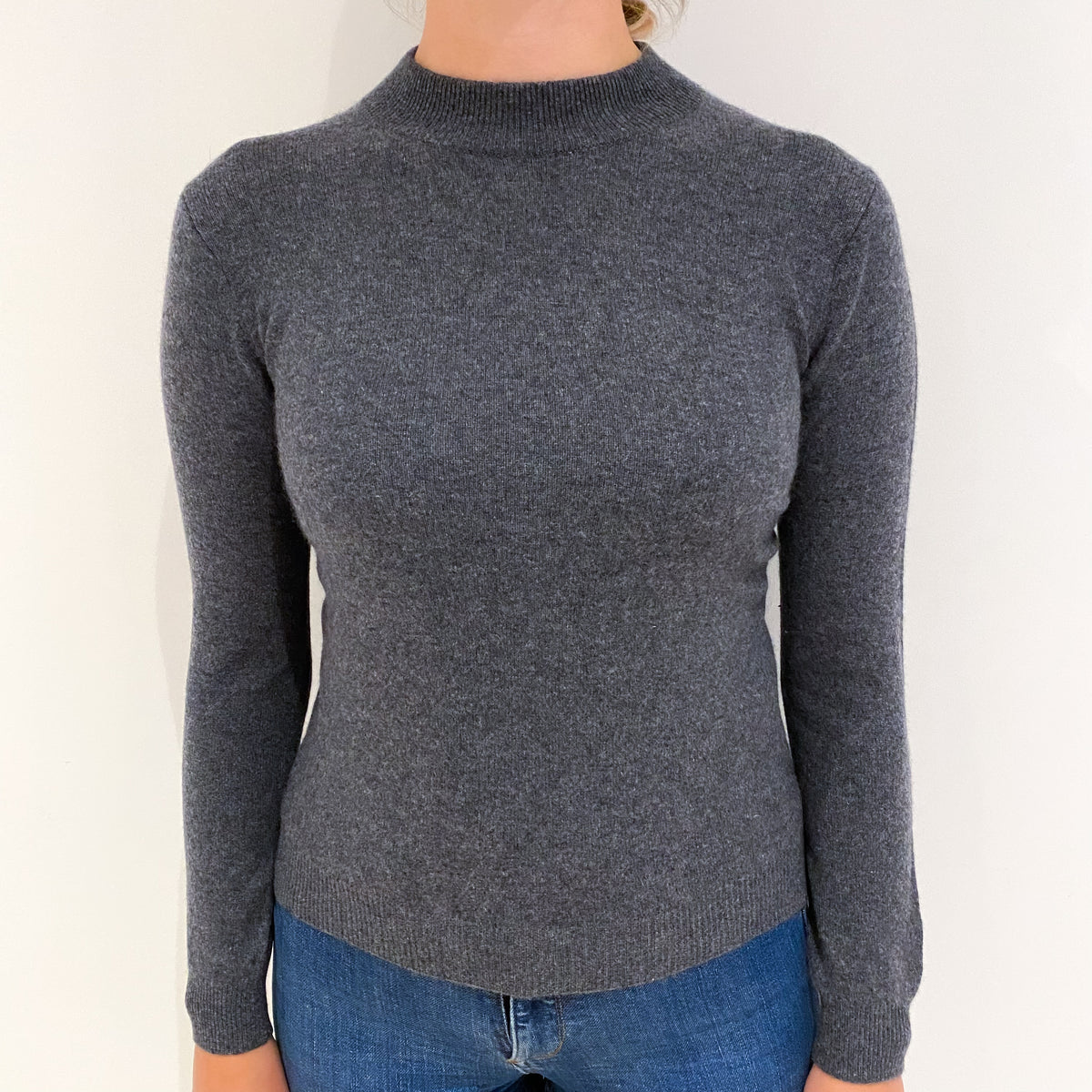 Slate Grey Cashmere Turtle Neck Jumper Small