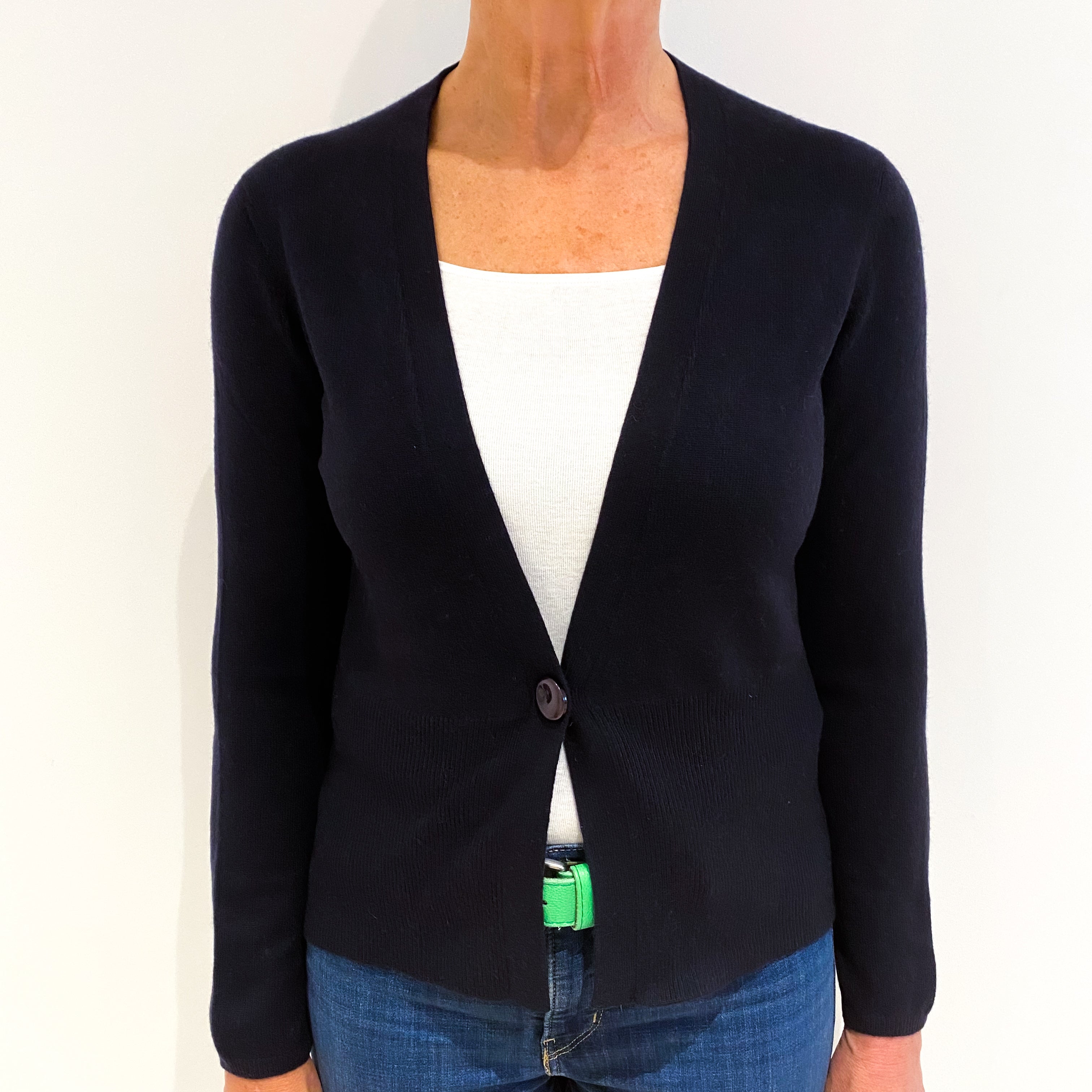 Dark Navy Blue Cashmere Cardigan Medium