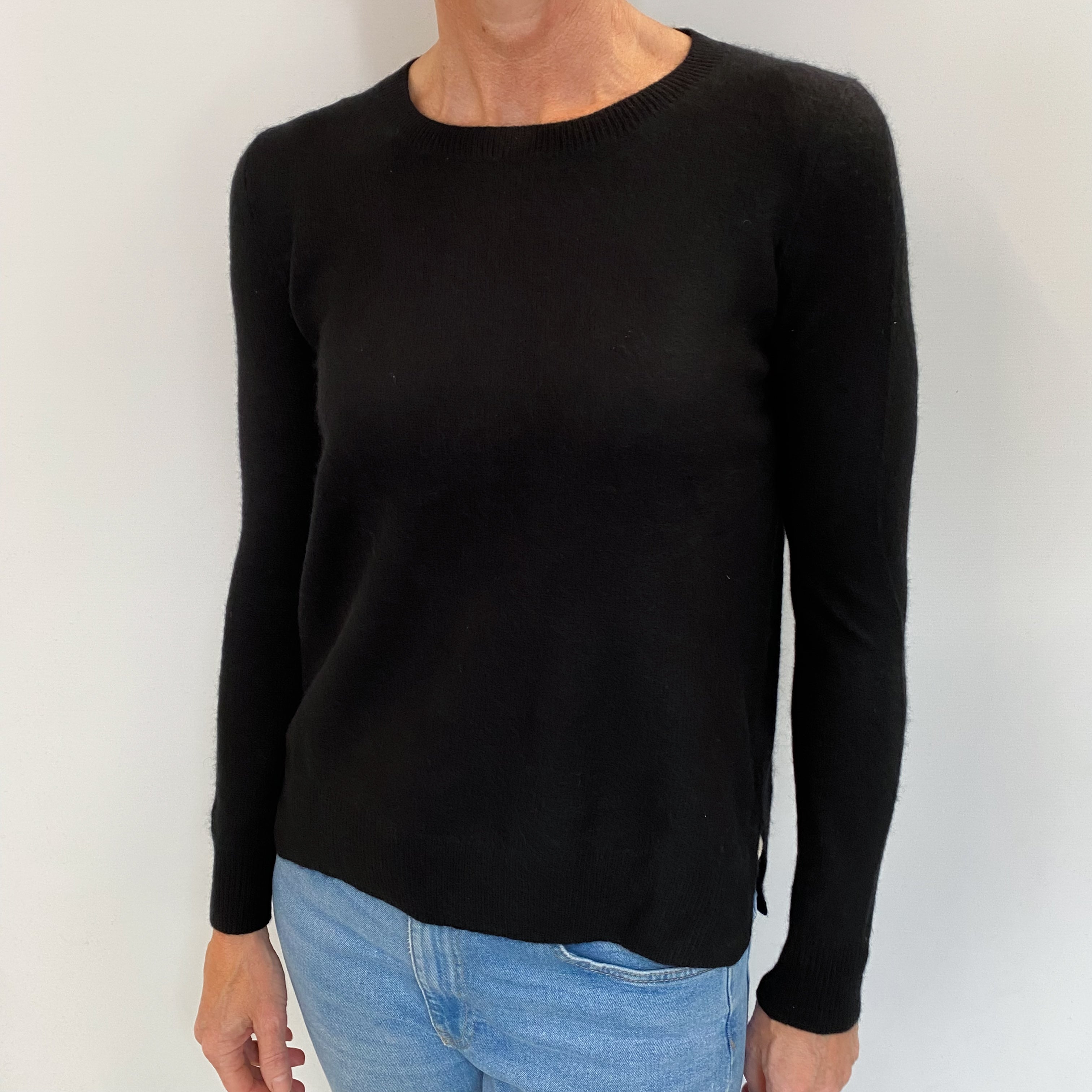 Black Cashmere Crew Neck Jumper Small