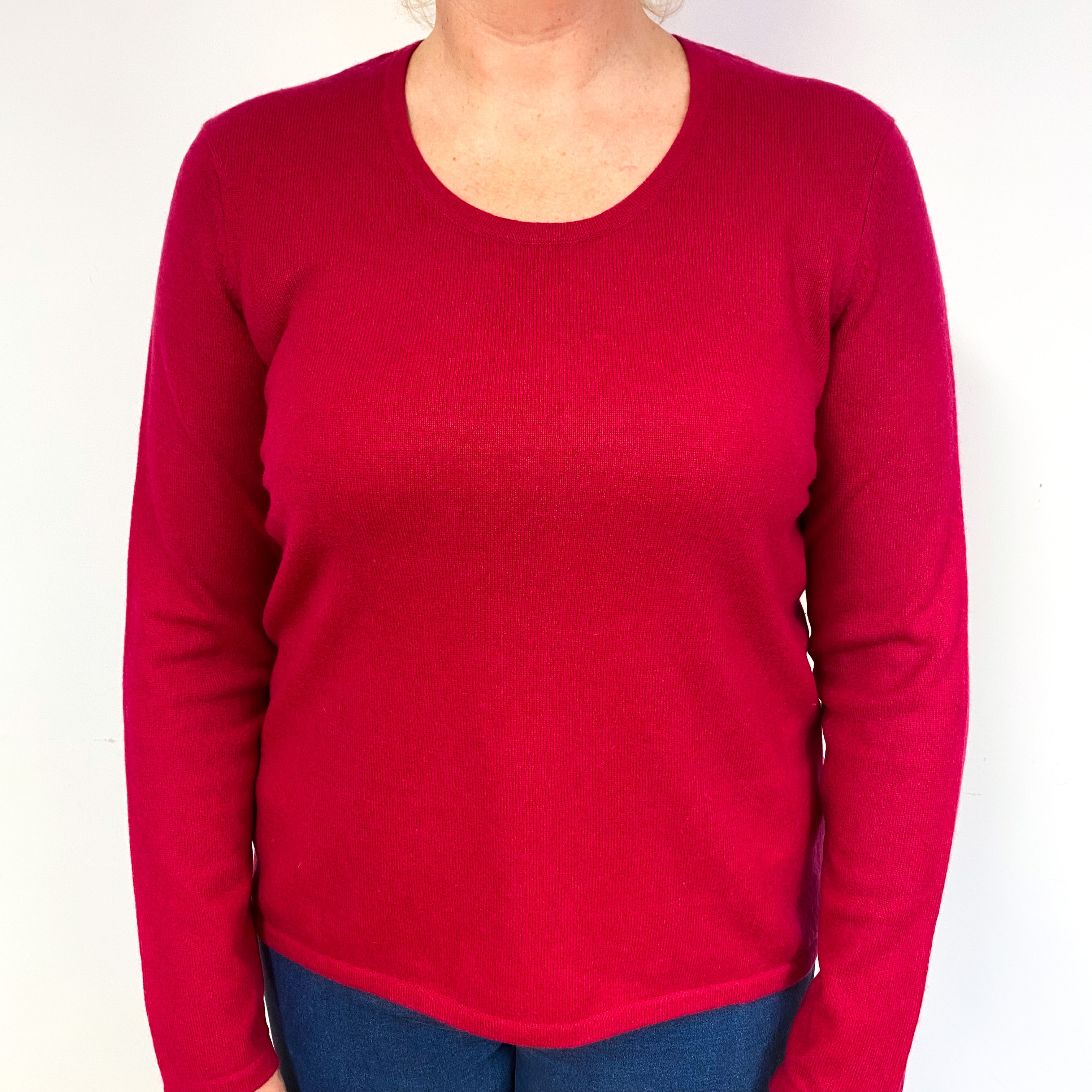 Ruby Red Cashmere Crew Neck Jumper Large