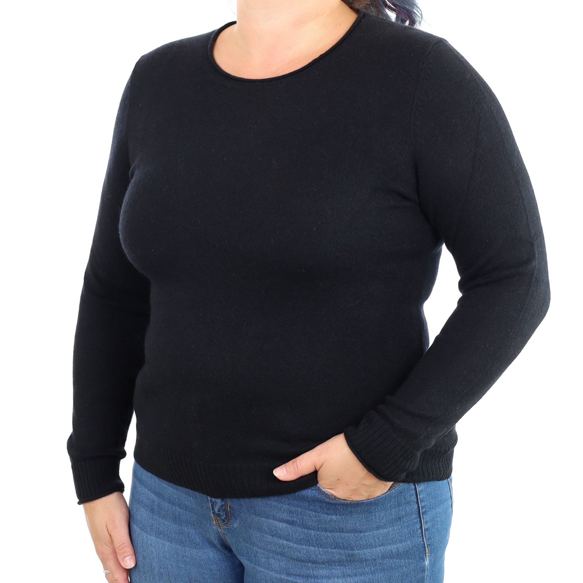 Black Cashmere Crew Neck Jumper Large