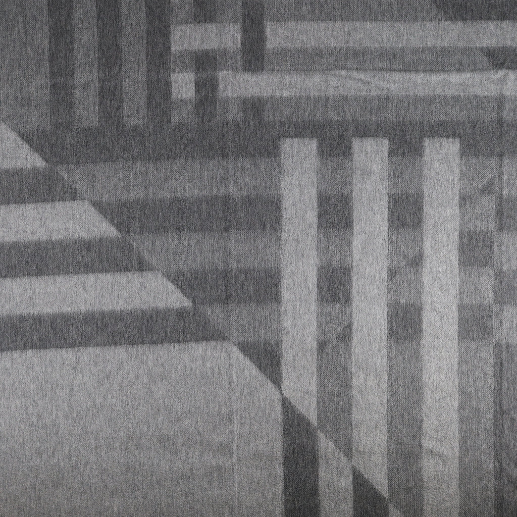Brand New English Grey Geometric Luxury Woven Cashmere Blanket