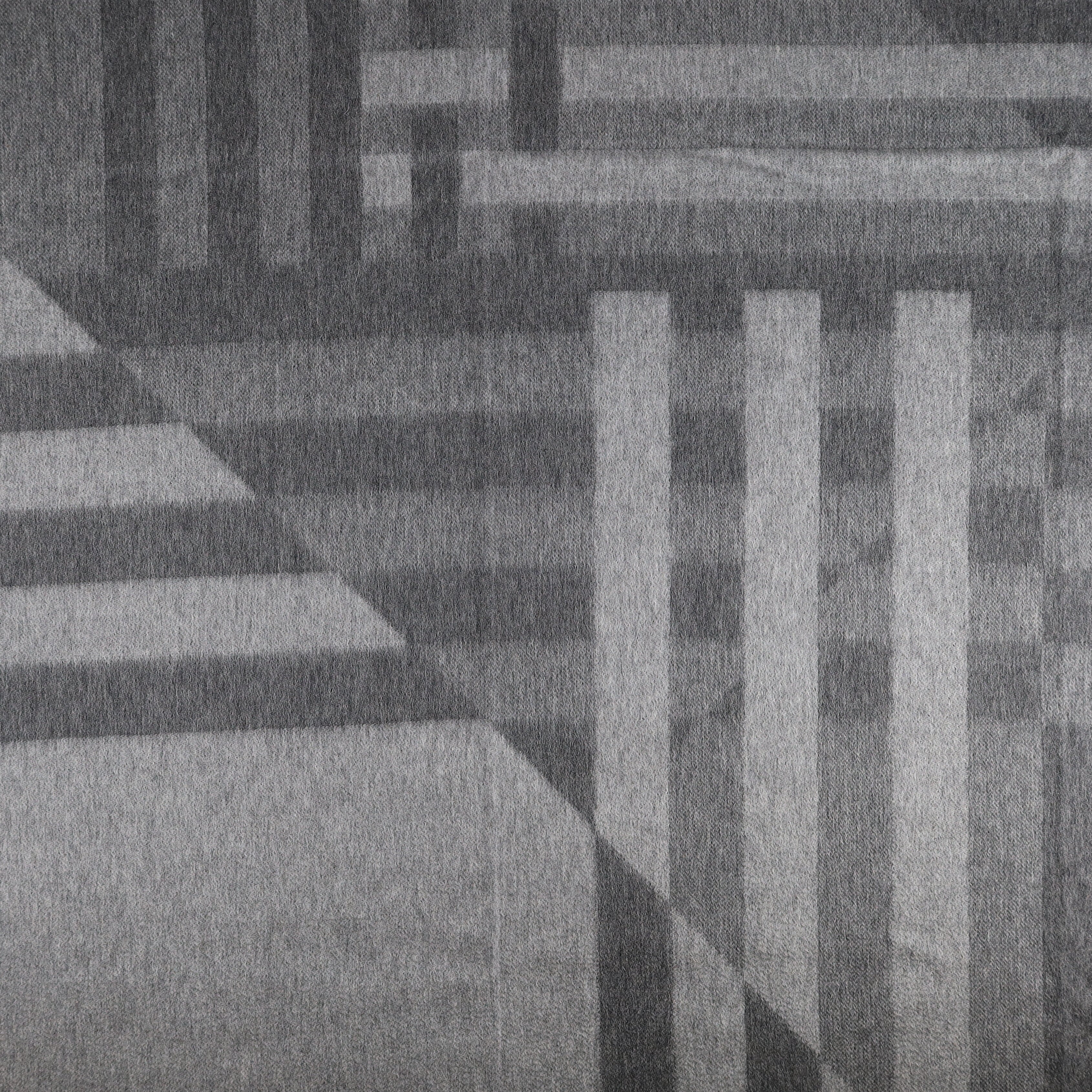 Brand New English Grey Geometric Luxury Woven Cashmere Blanket