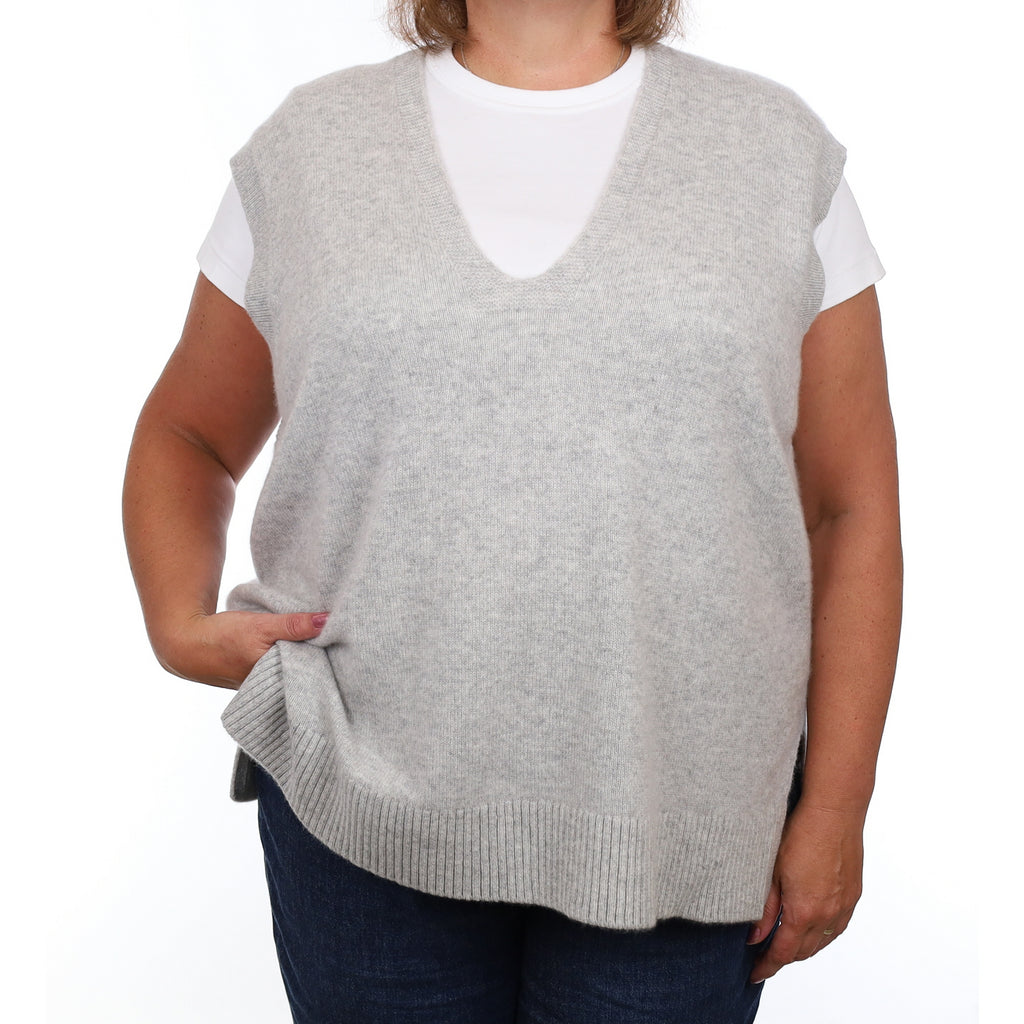 Brand New Mist Grey Luxury Cashmere Tank Top Extra Large UK 20-22