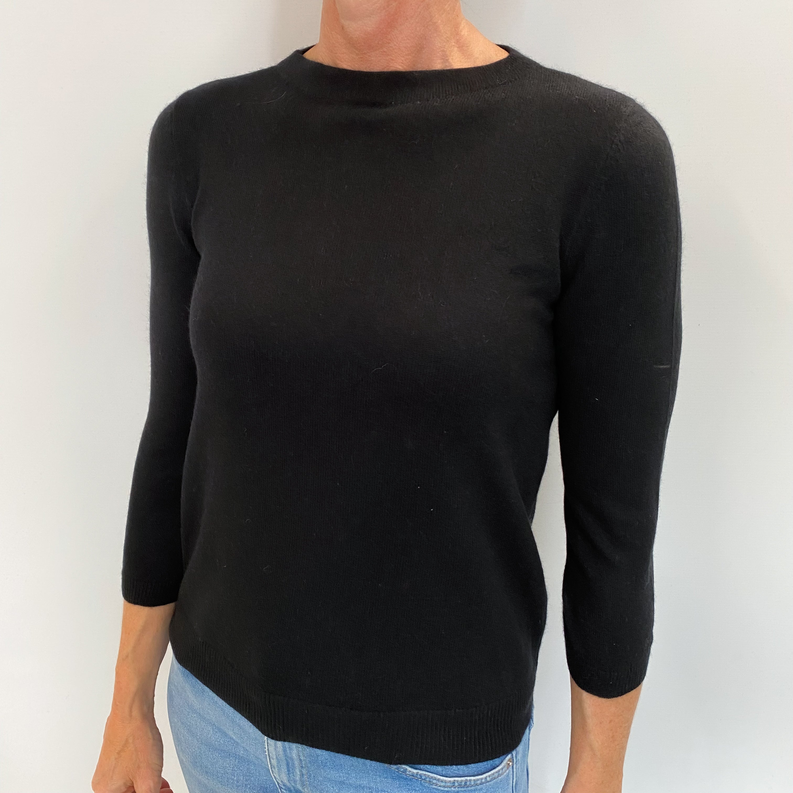Black Cashmere Crew Neck Jumper Small