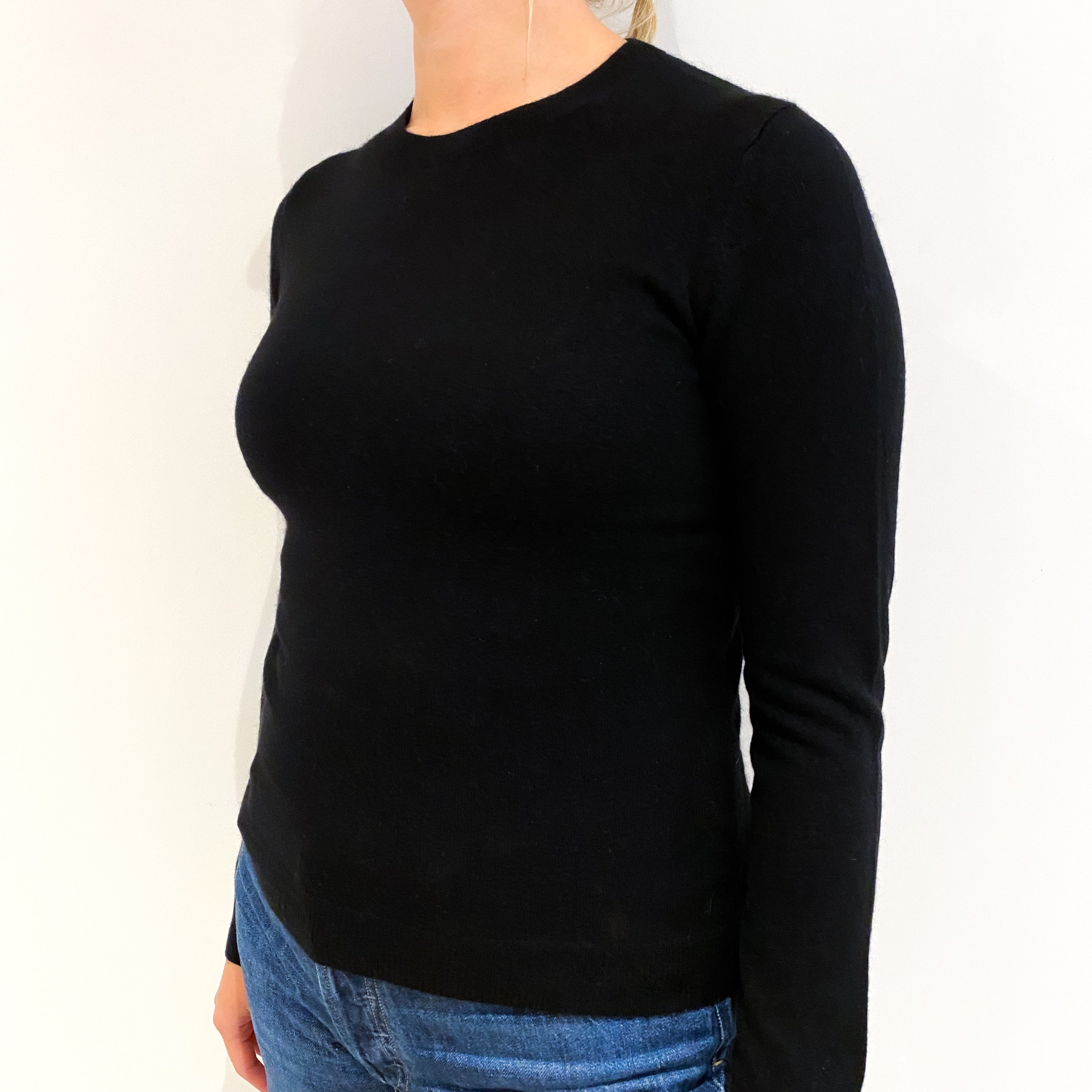 Black Cashmere Crew Neck Jumper Small