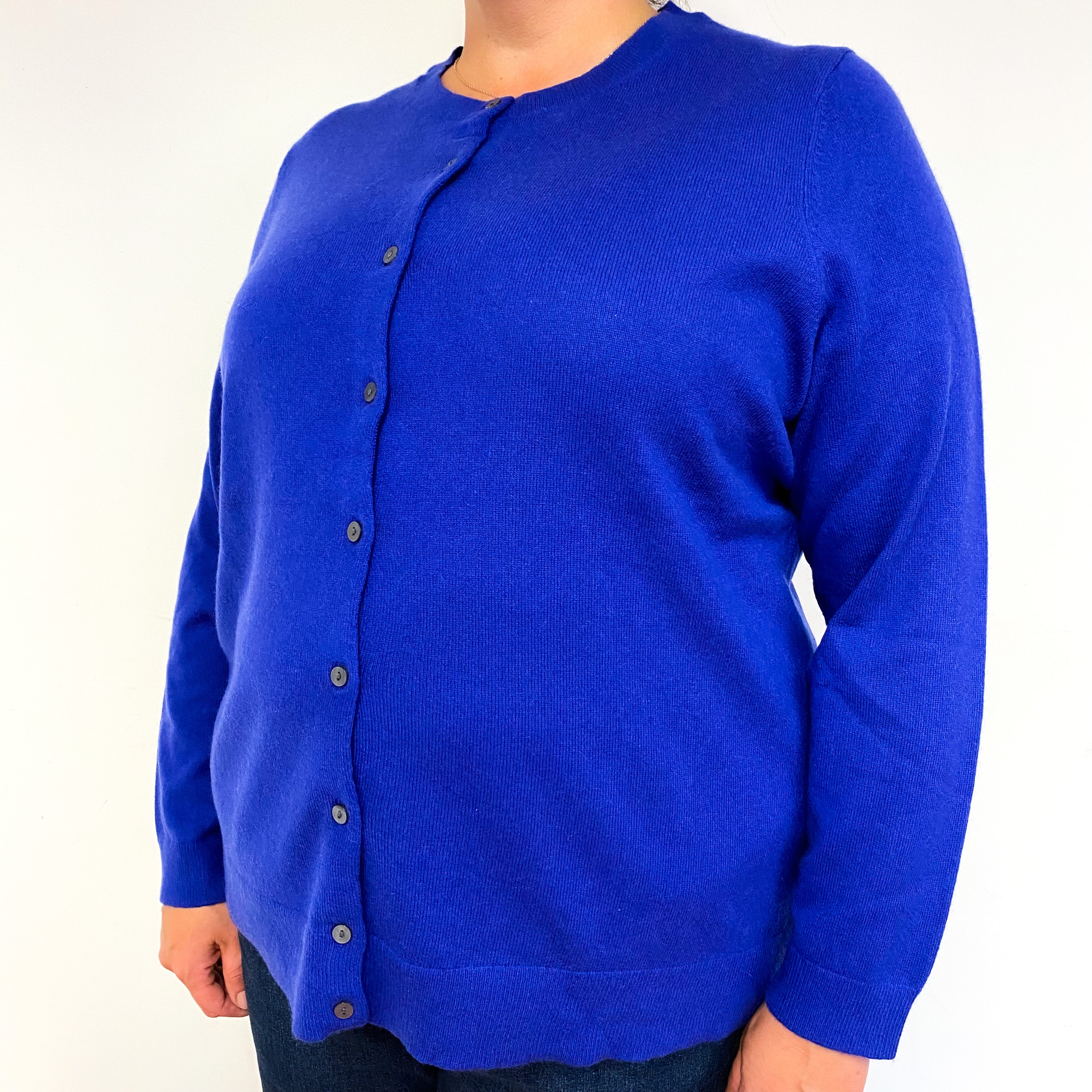 Indigo Purple Cashmere Crew Neck Cardigan Extra Extra Large