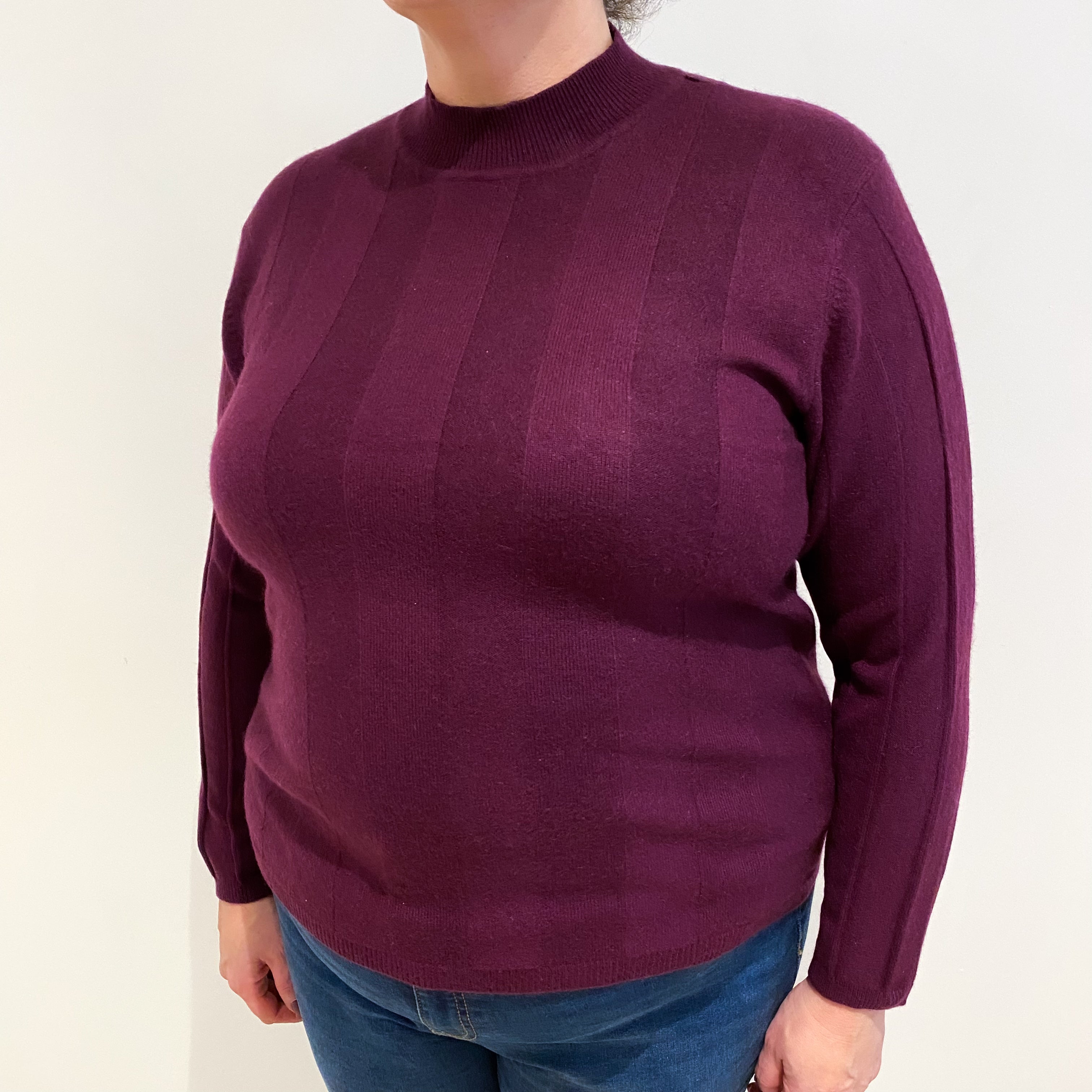 Plum Purple Cashmere Turtle Neck Jumper Extra Large