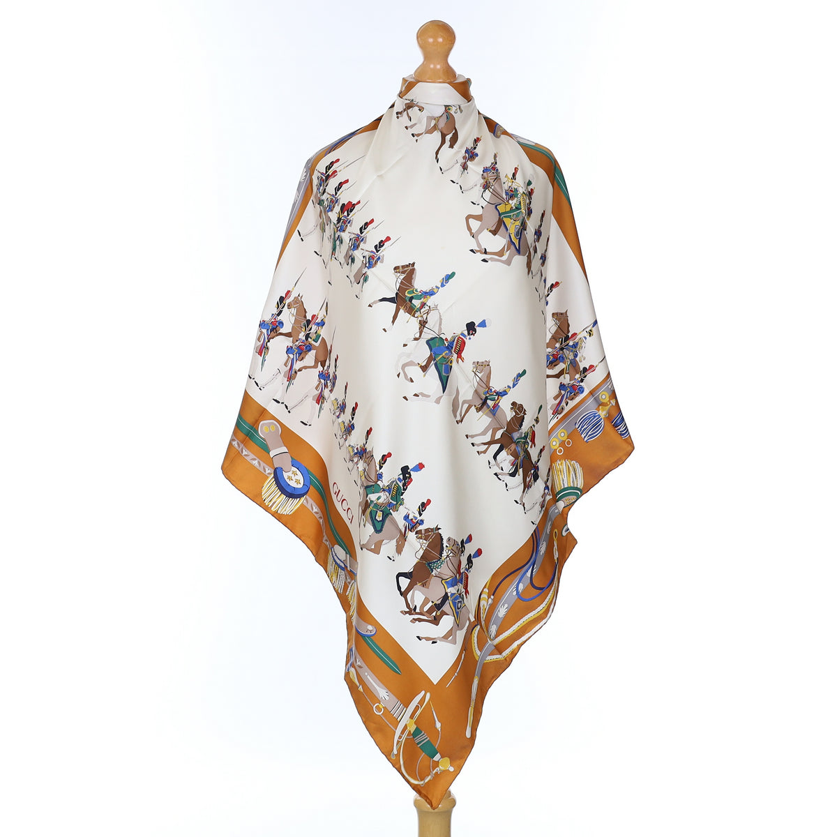 Brand New Gucci Cavalry Copper Vintage Silk Scarf