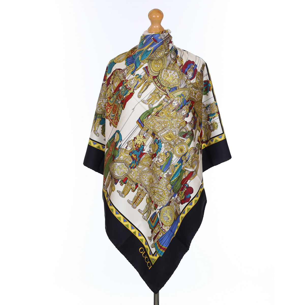 Brand New Gucci Renaissance Black Vintage Silk Scarf