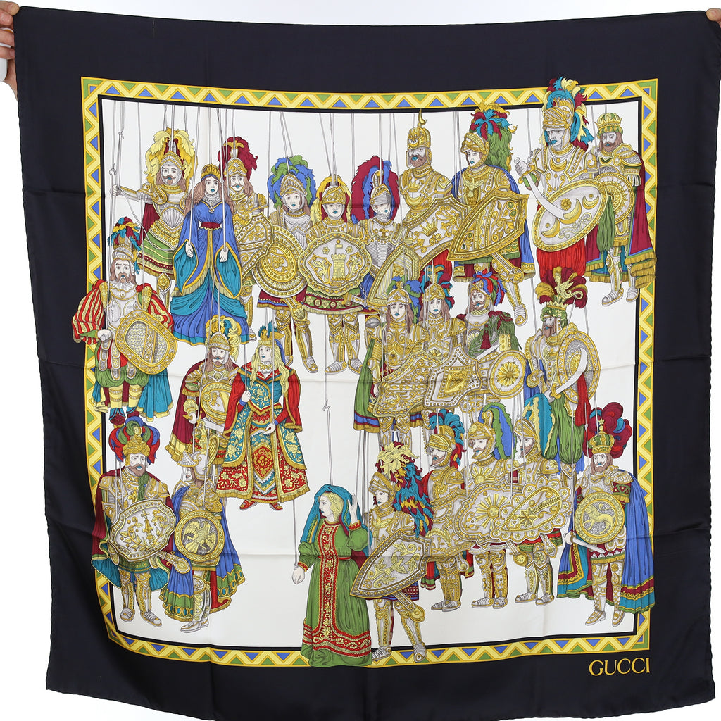 Brand New Gucci Renaissance Black Vintage Silk Scarf