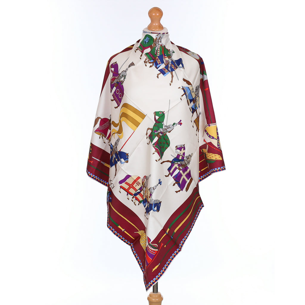 Brand New Gucci Dressed Equestrian Burgundy Vintage Silk Scarf