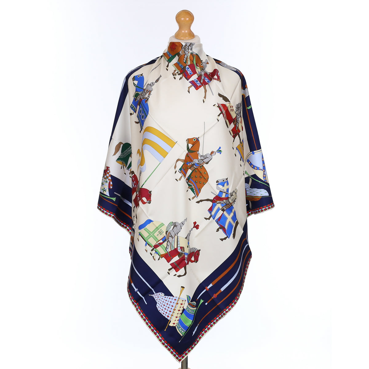 Brand New Gucci Dressed Equestrian Navy Vintage Silk Scarf