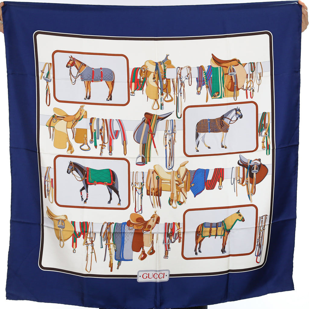 Brand New Gucci Equestrian Tack Vintage Silk Scarf