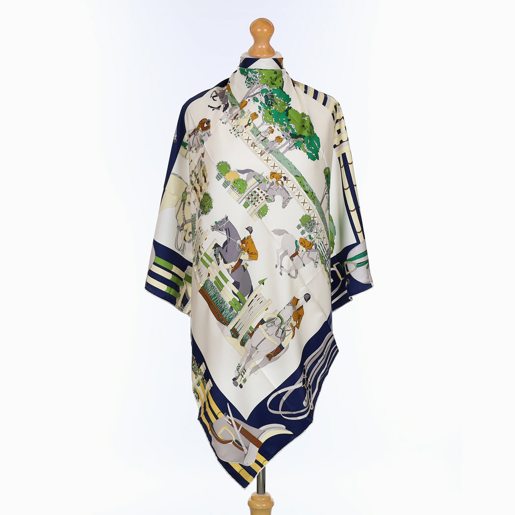 Brand New Gucci Equestrian Show Navy Vintage Silk Scarf