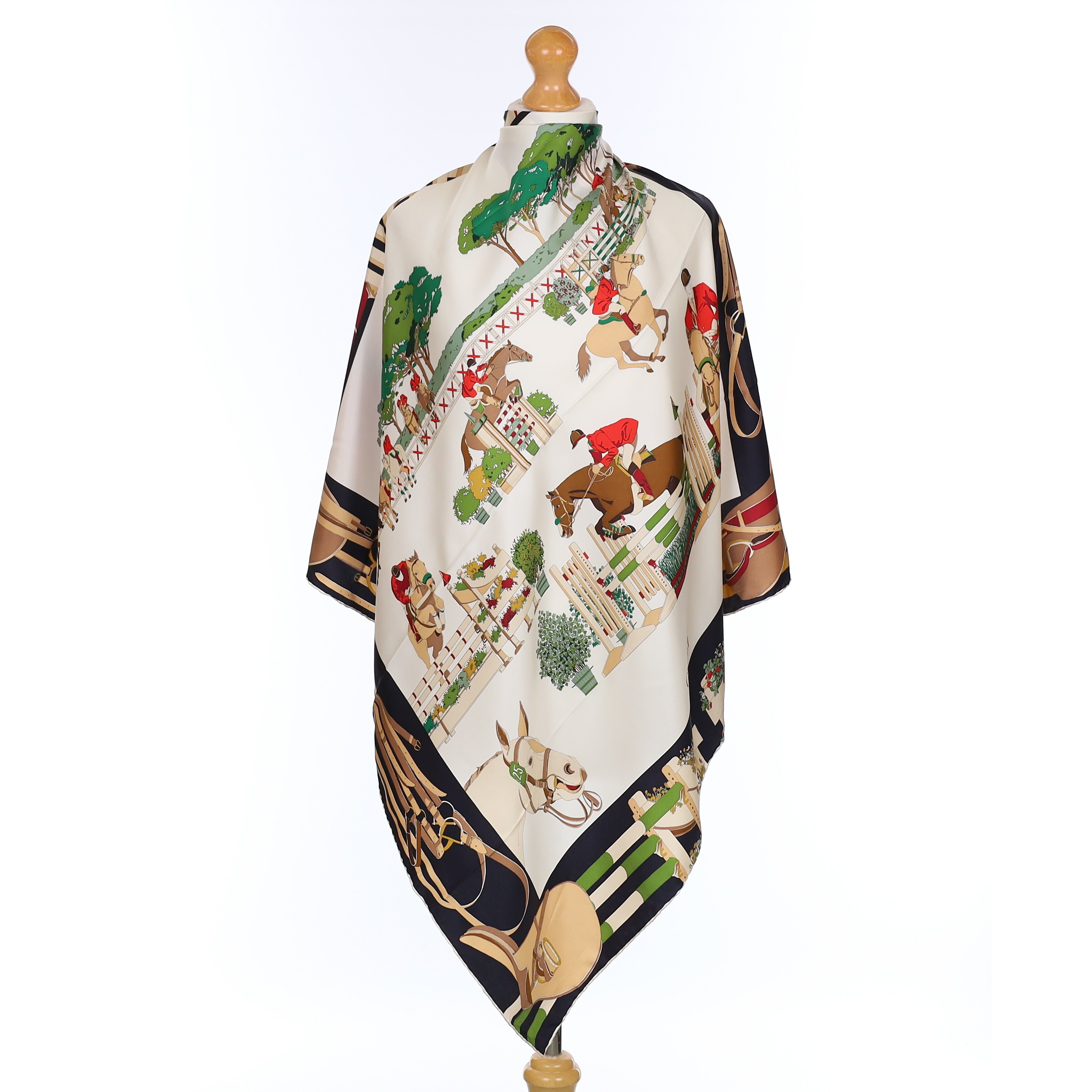 Brand New Gucci Equestrian Show Black Vintage Silk Scarf