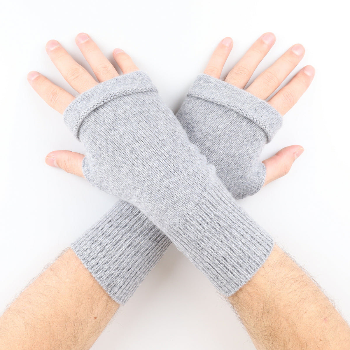 Men's Ash Grey Fingerless Gloves