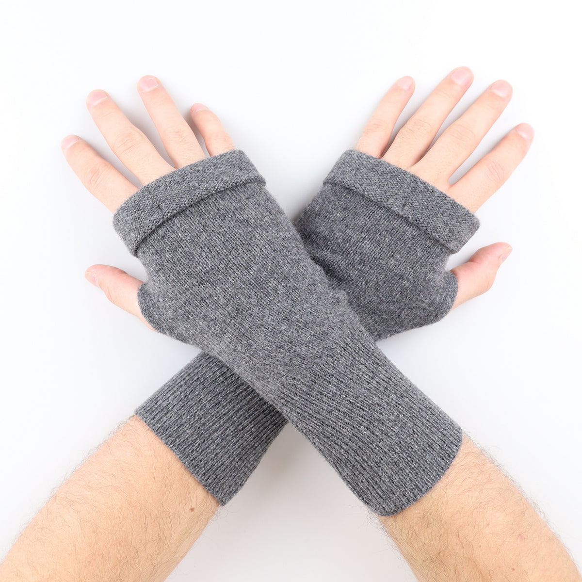 Men's Ash Grey Fingerless Gloves