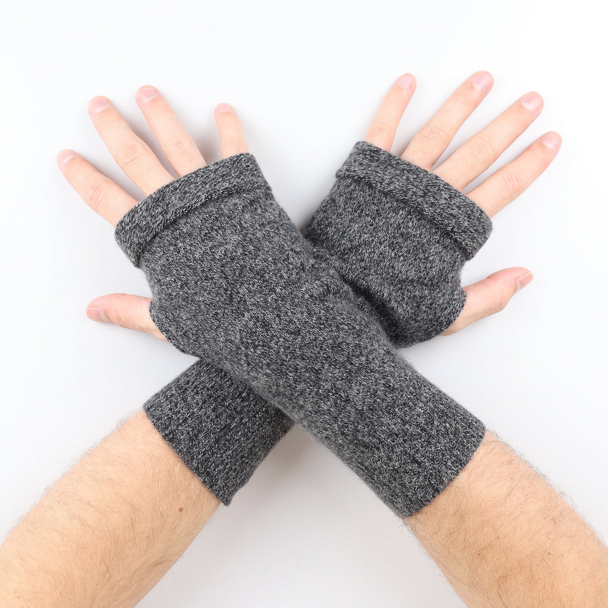 Men's Slate Grey Marl Fingerless Gloves