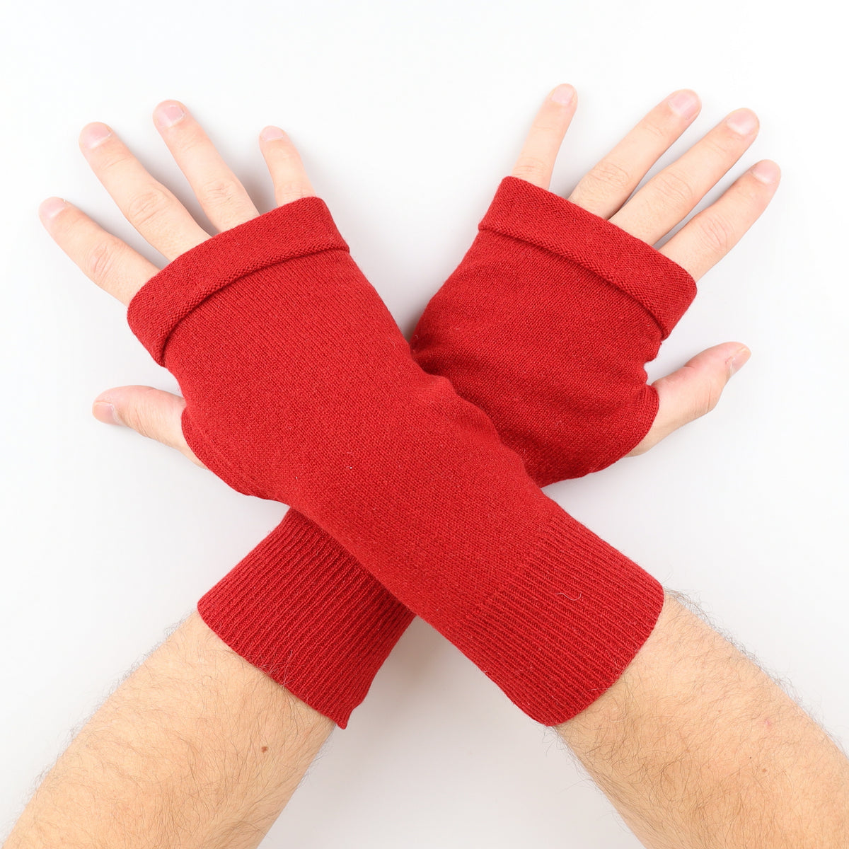 Men's Vermillion Red Fingerless Gloves