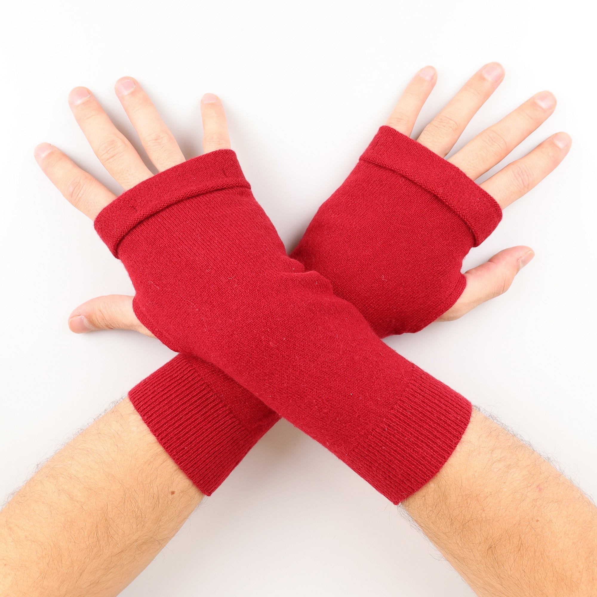 Men’s Scarlet Red Fingerless Gloves