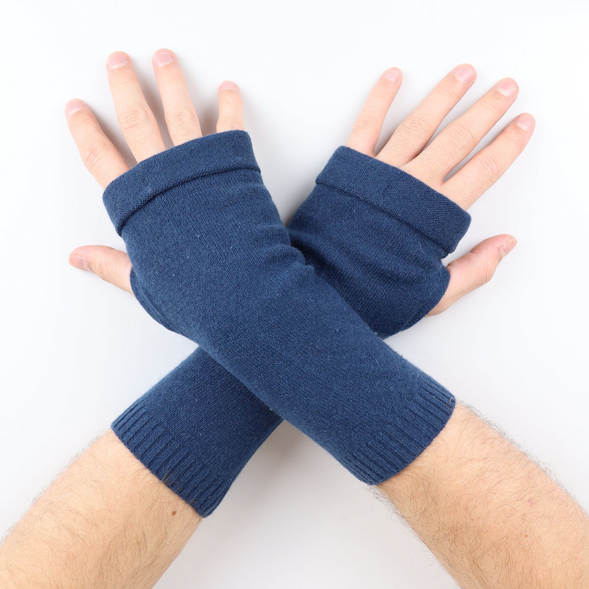 Men’s Navy Blue Fingerless Gloves