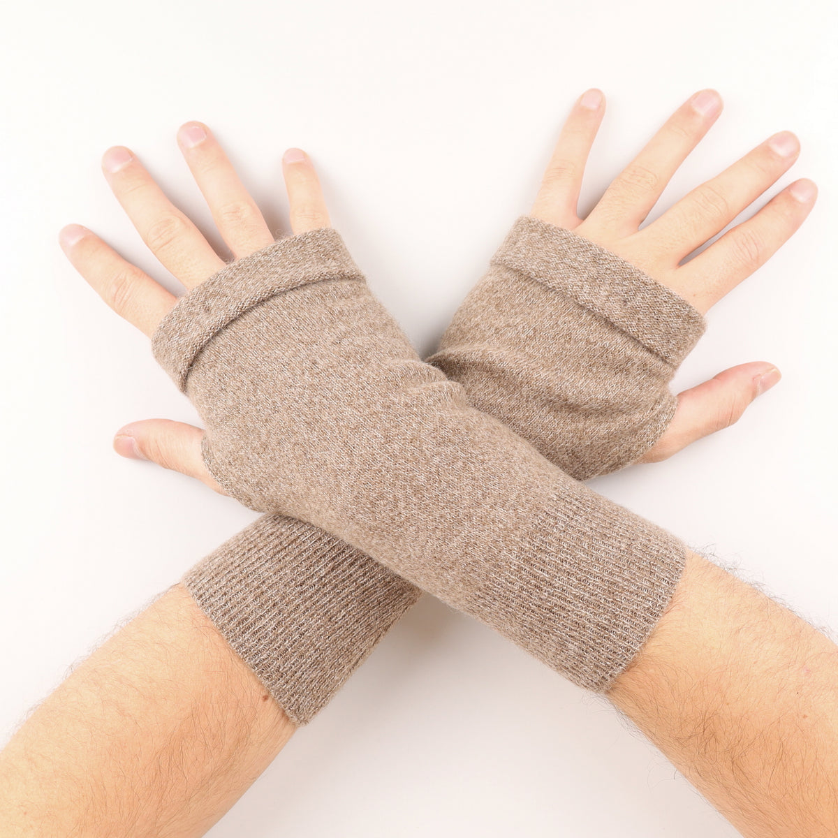 Men’s Brown Marl Fingerless Gloves