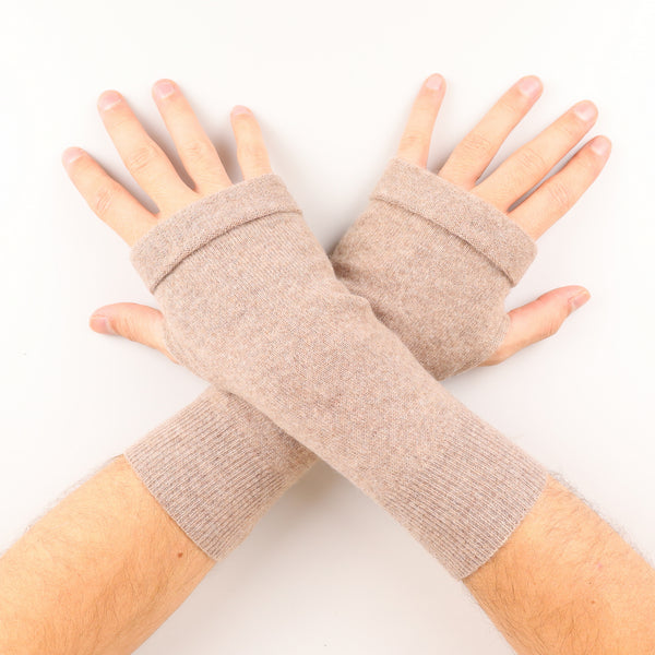 Men’s Taupe Brown Fingerless Gloves
