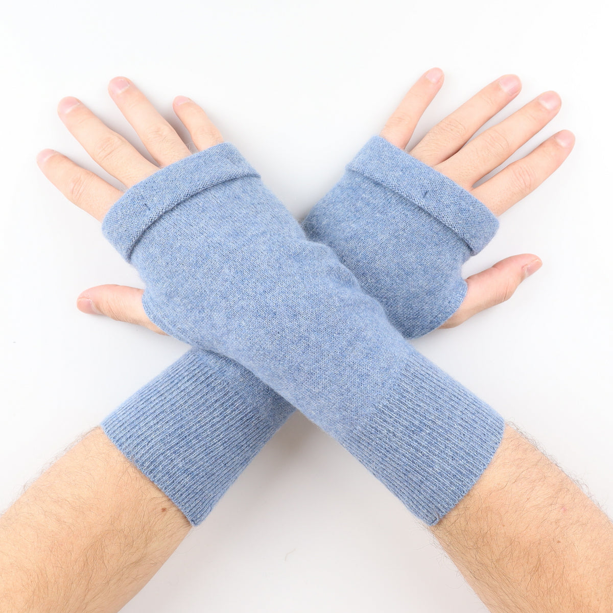 Men’s Blue Marl Fingerless Gloves