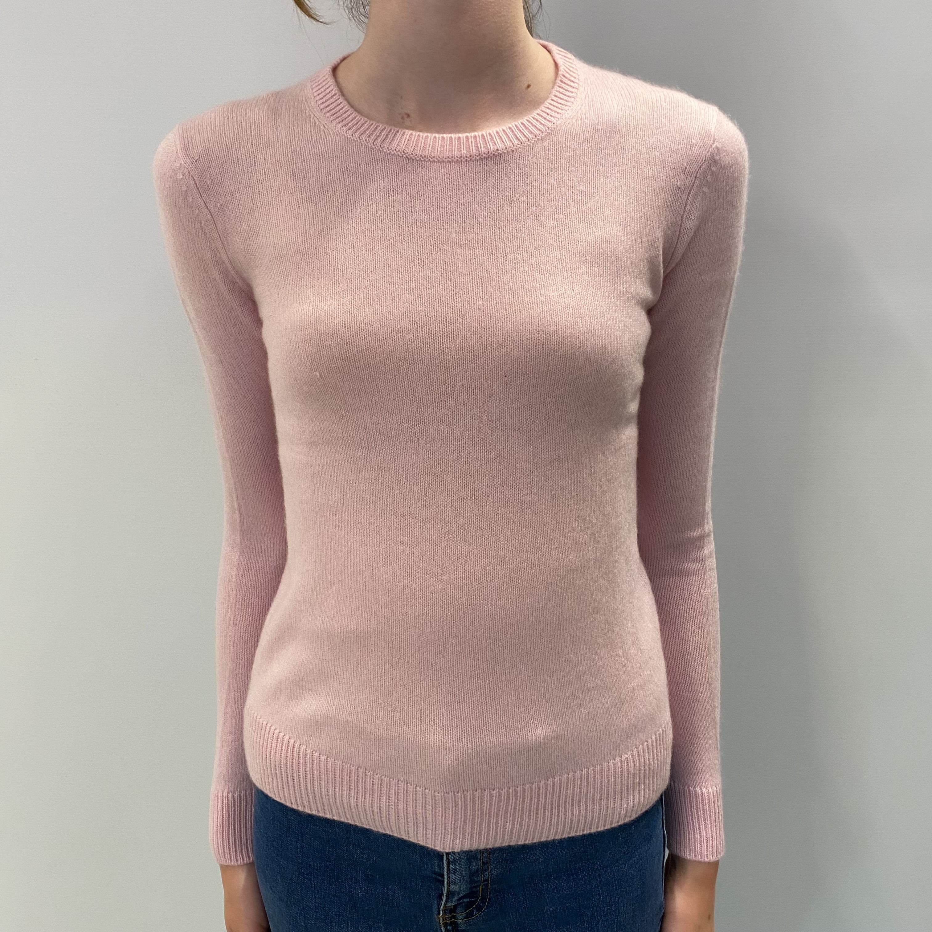 Theory Sugar Mouse Pink Cashmere Crew Neck Jumper Extra Small