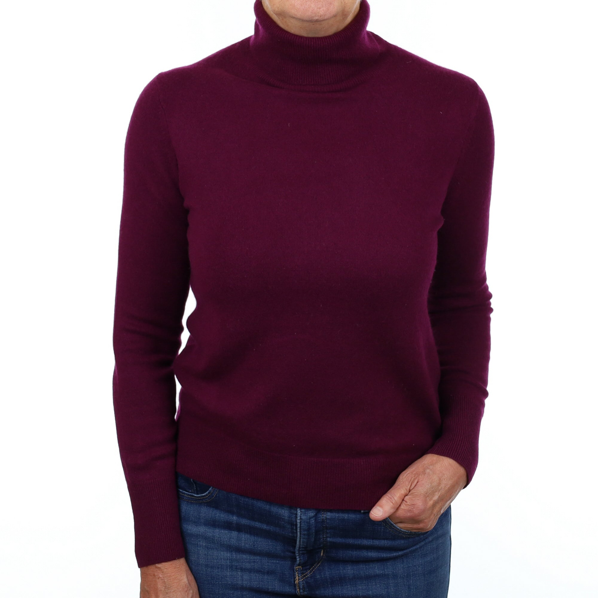 Mulberry Purple Cashmere Polo Neck Jumper Medium