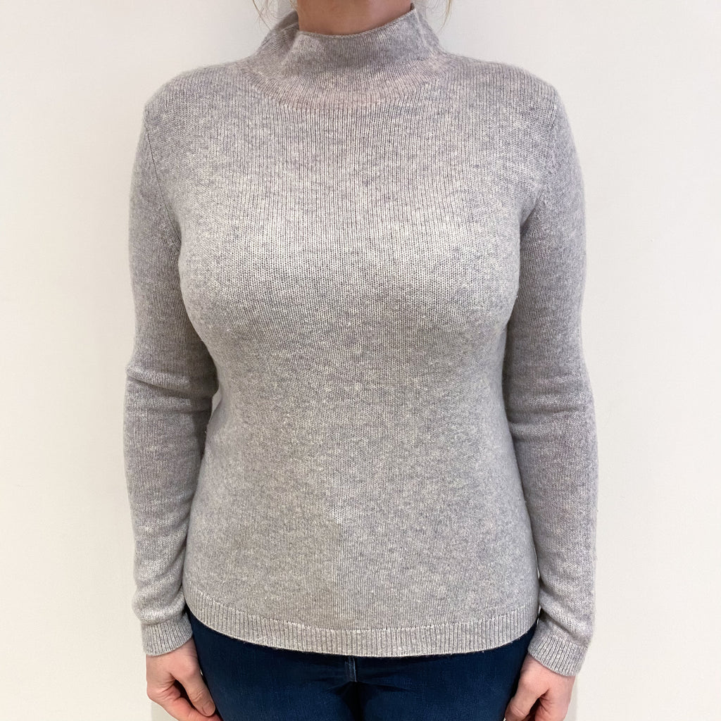 Cos Mist Grey Cashmere Funnel Neck Jumper Large