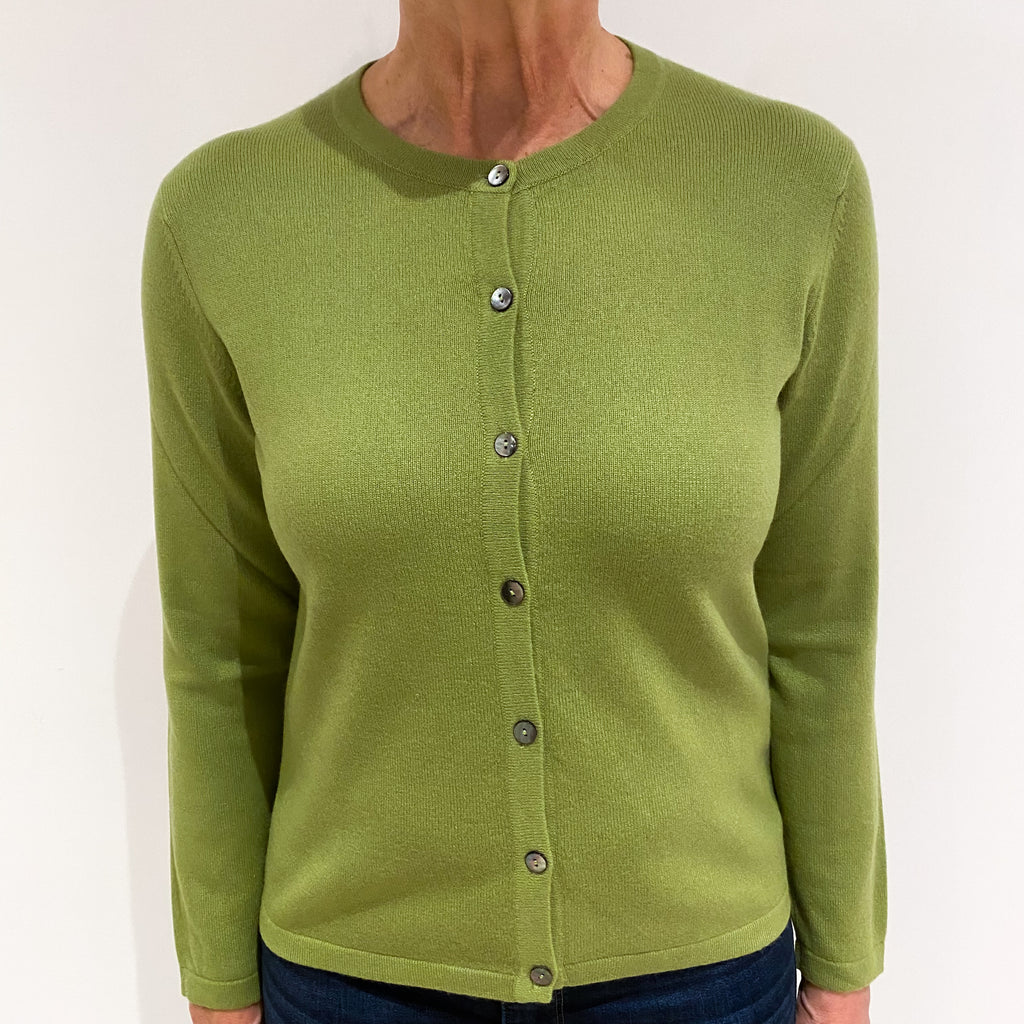 Pear Green Cashmere Crew Neck Cardigan Medium