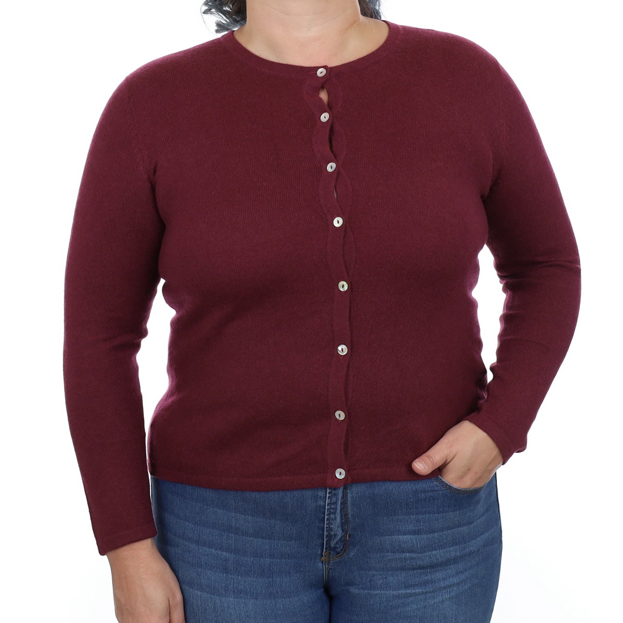 Mulberry Purple Cashmere Crew Neck Cardigan Large