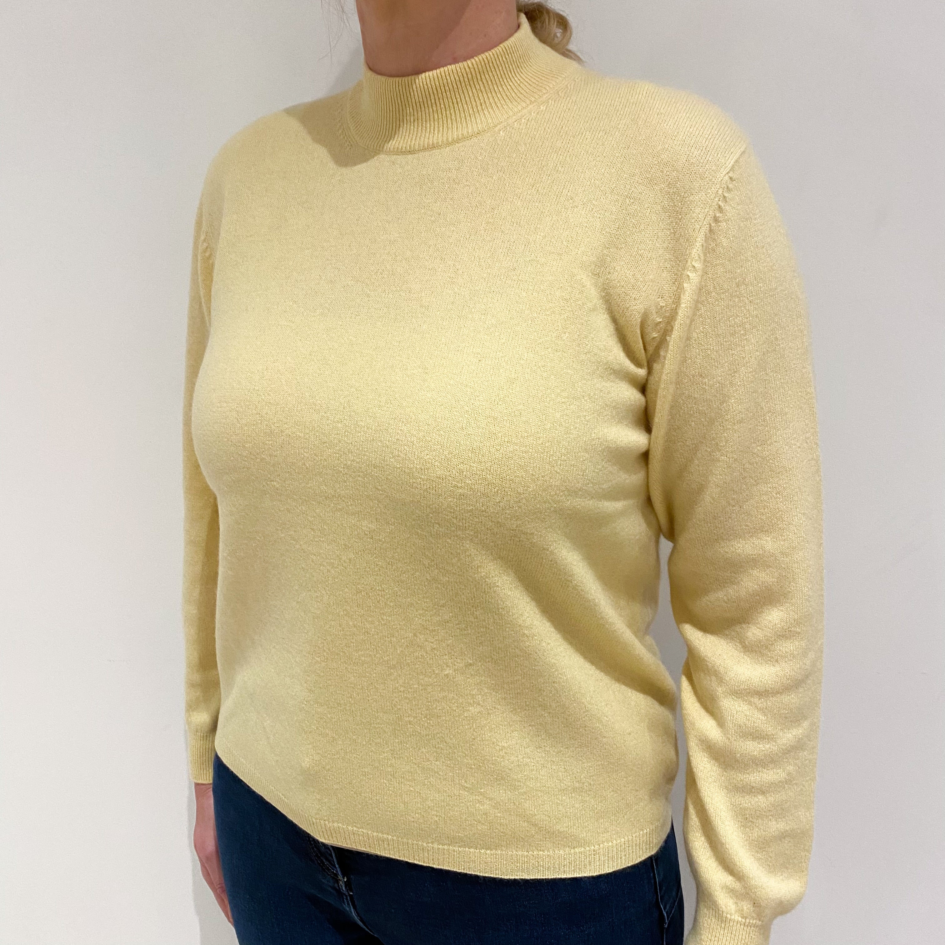 Primrose Yellow Cashmere Turtle Neck Jumper Large