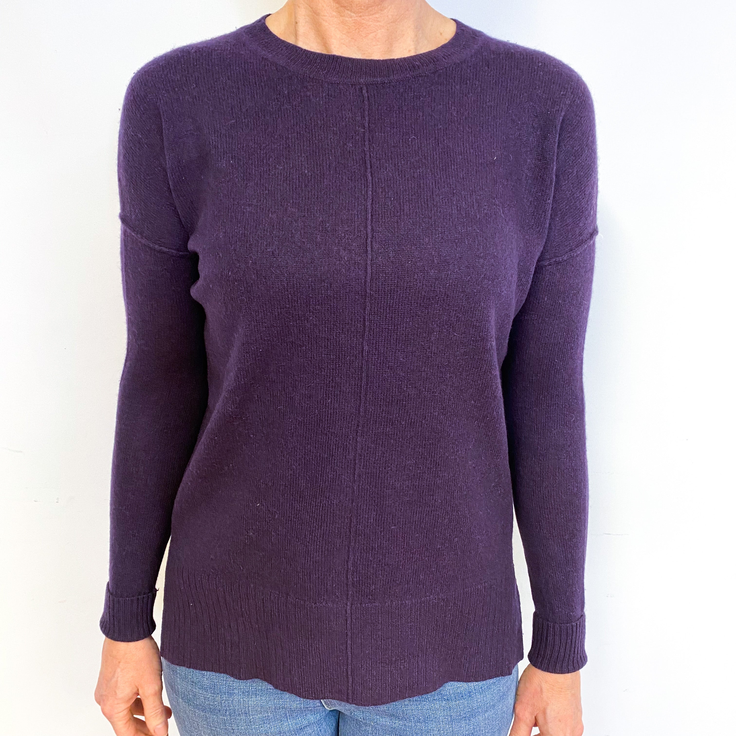 Aubergine Purple Cashmere Crew Neck Jumper Medium