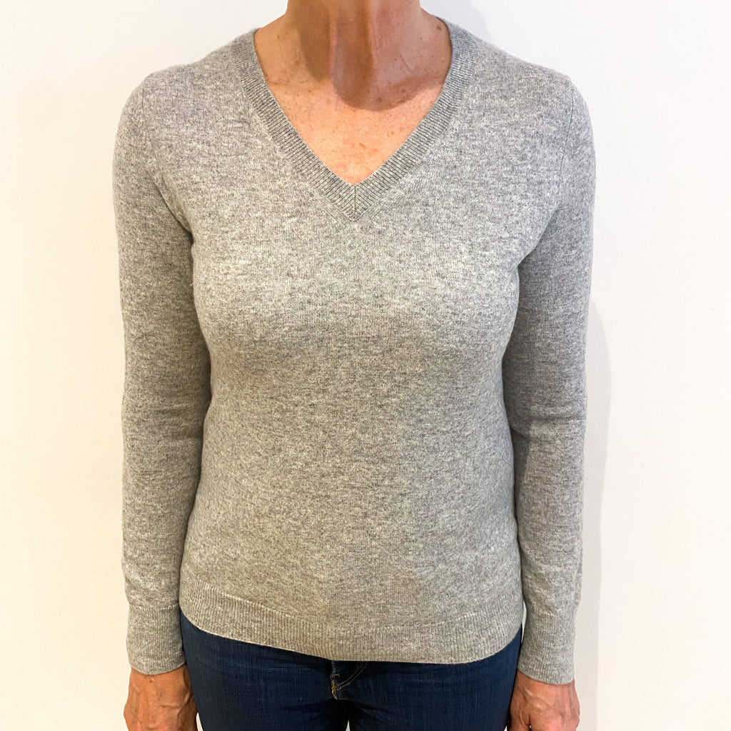 Smoke Grey Cashmere V Neck Jumper Medium