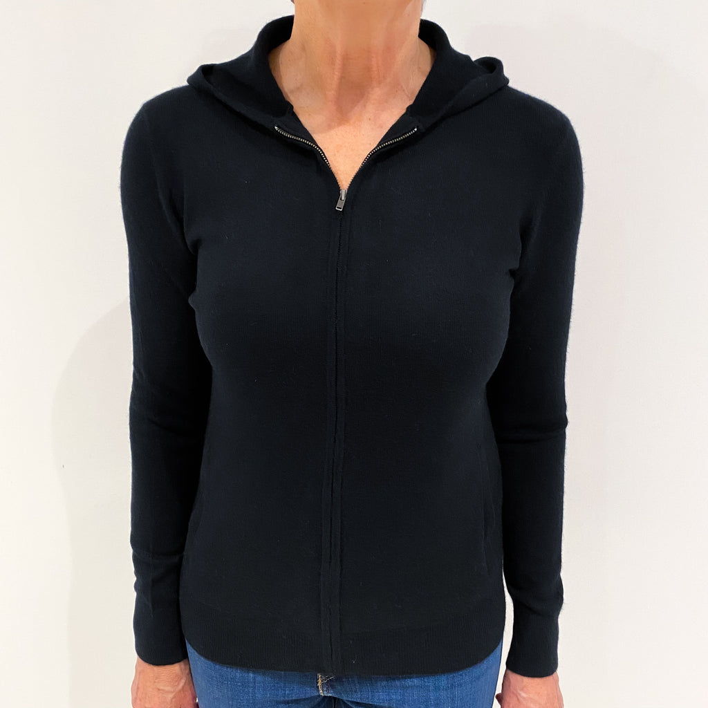 Black Cashmere Zip Up Hoodie Medium