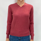 Crushed Raspberry Pink Cashmere V Neck Jumper Small
