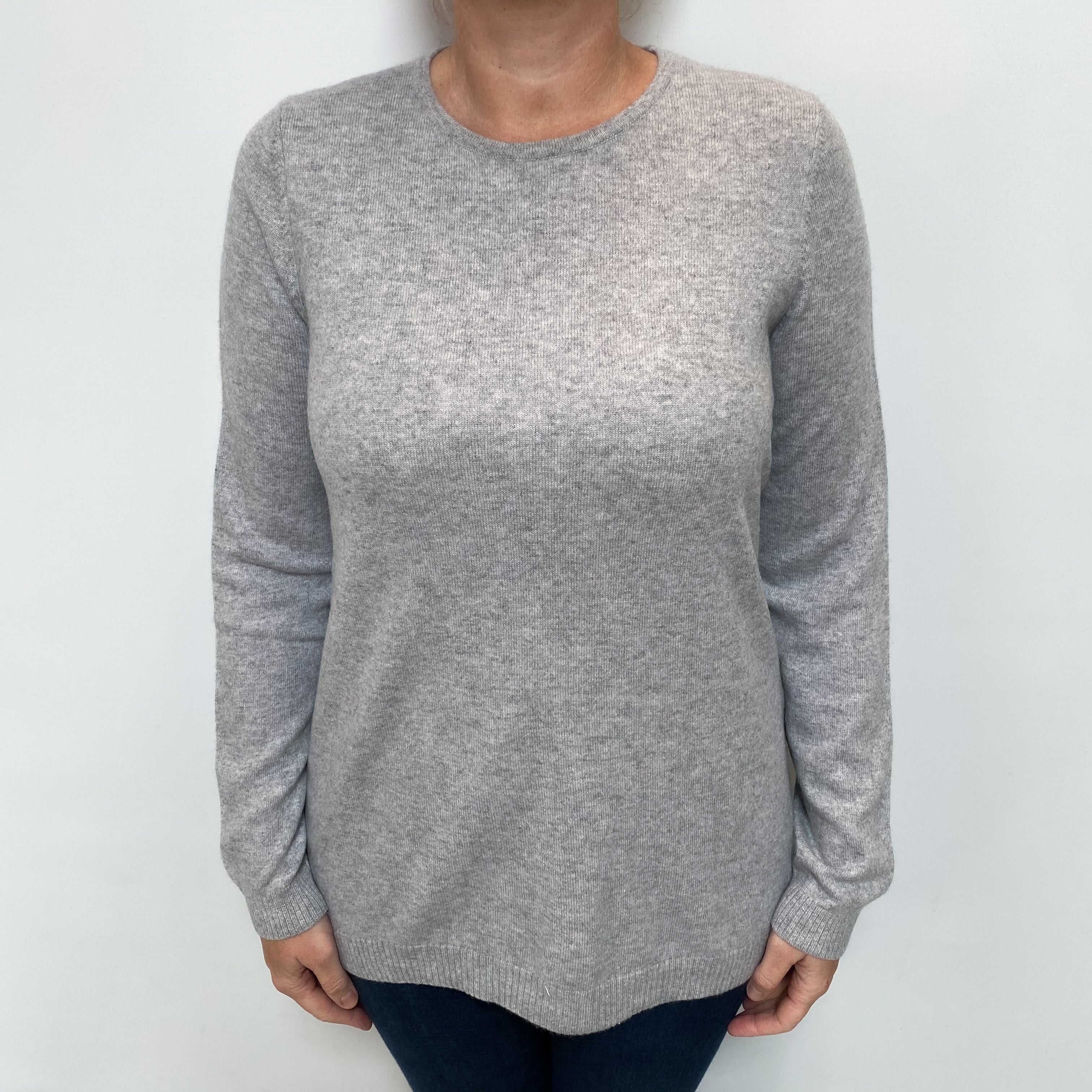 Mist Grey Cashmere Crew Neck Jumper Large