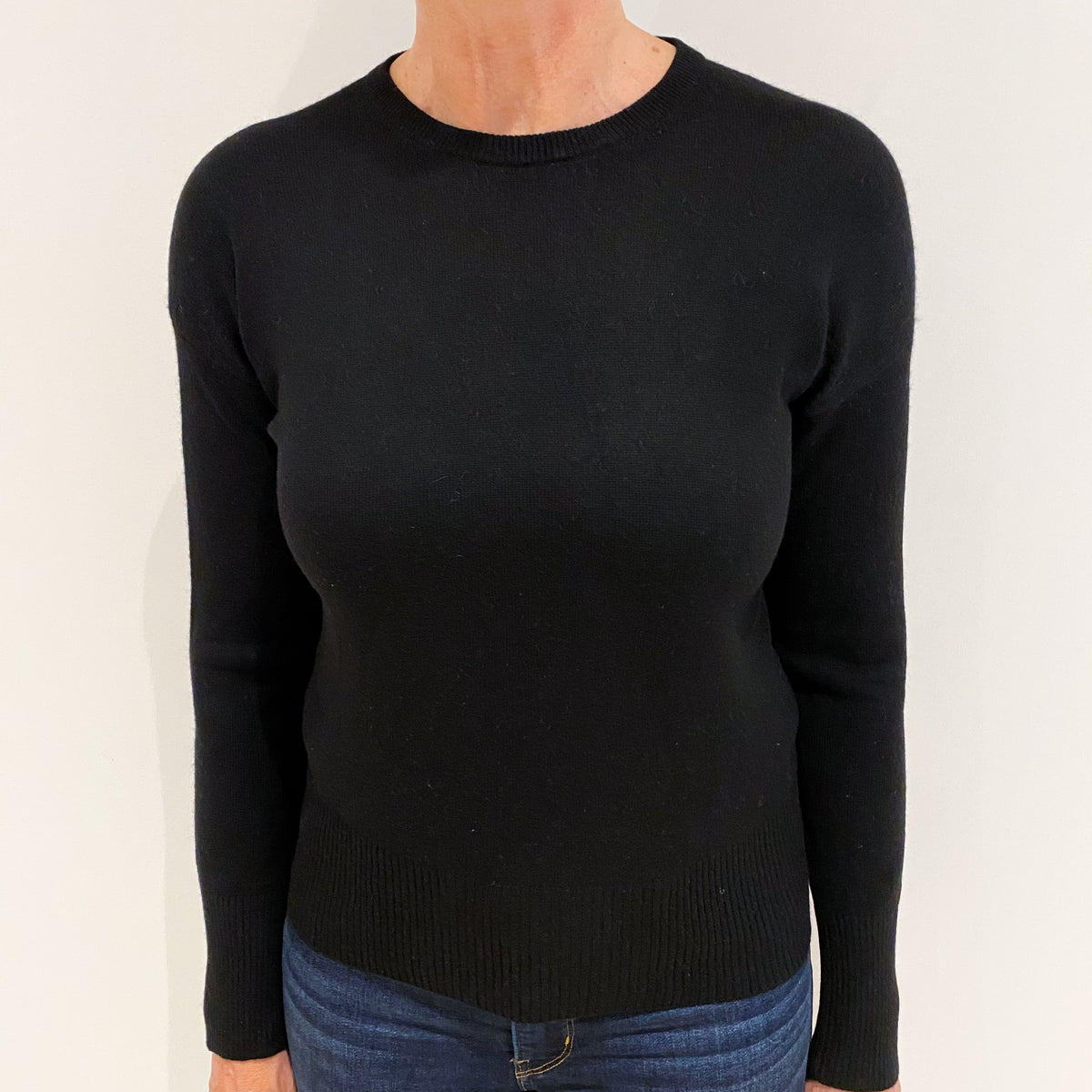 Black Cashmere Crew Neck Jumper Medium