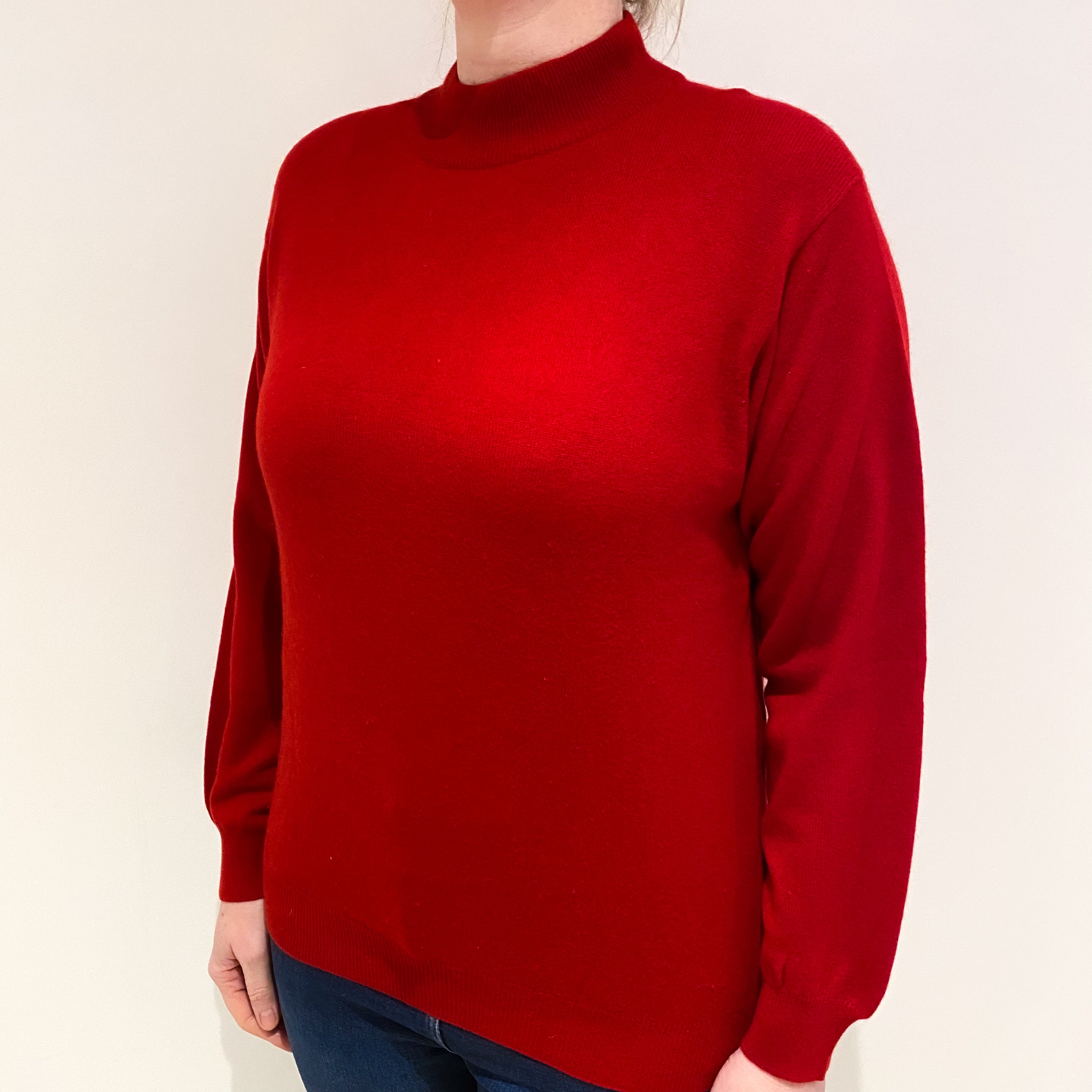 Scarlet Red Cashmere Turtle Neck Jumper Large