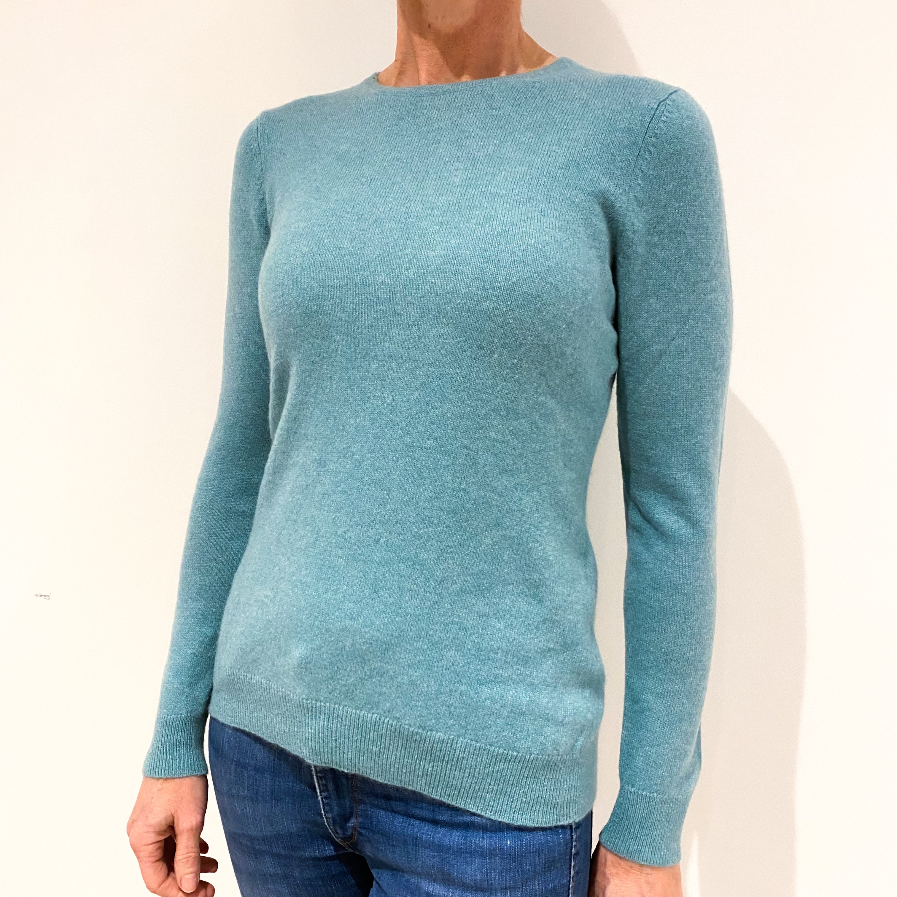 Aqua Green Cashmere Crew Neck Jumper Small