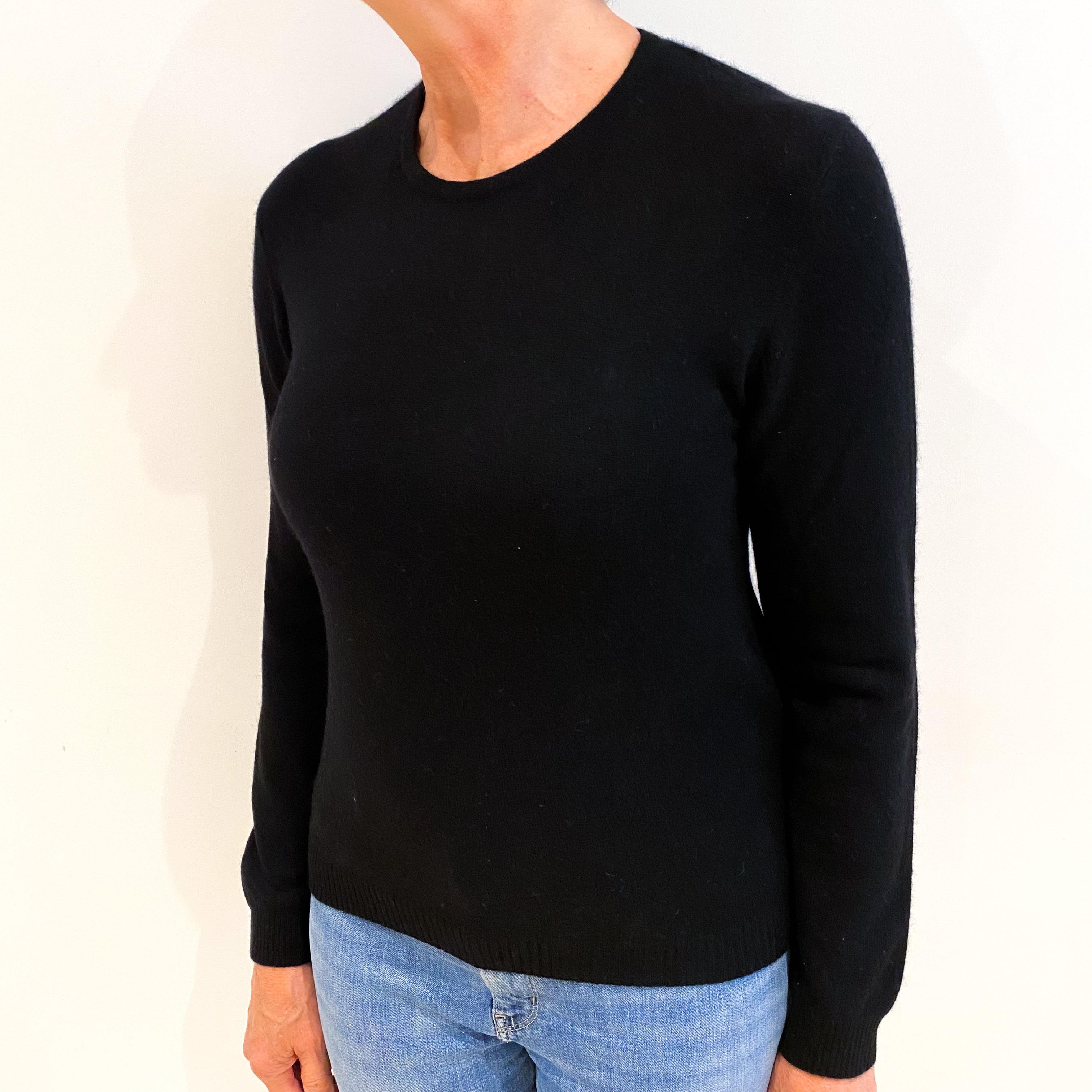 Black Cashmere Crew Neck Jumper Medium
