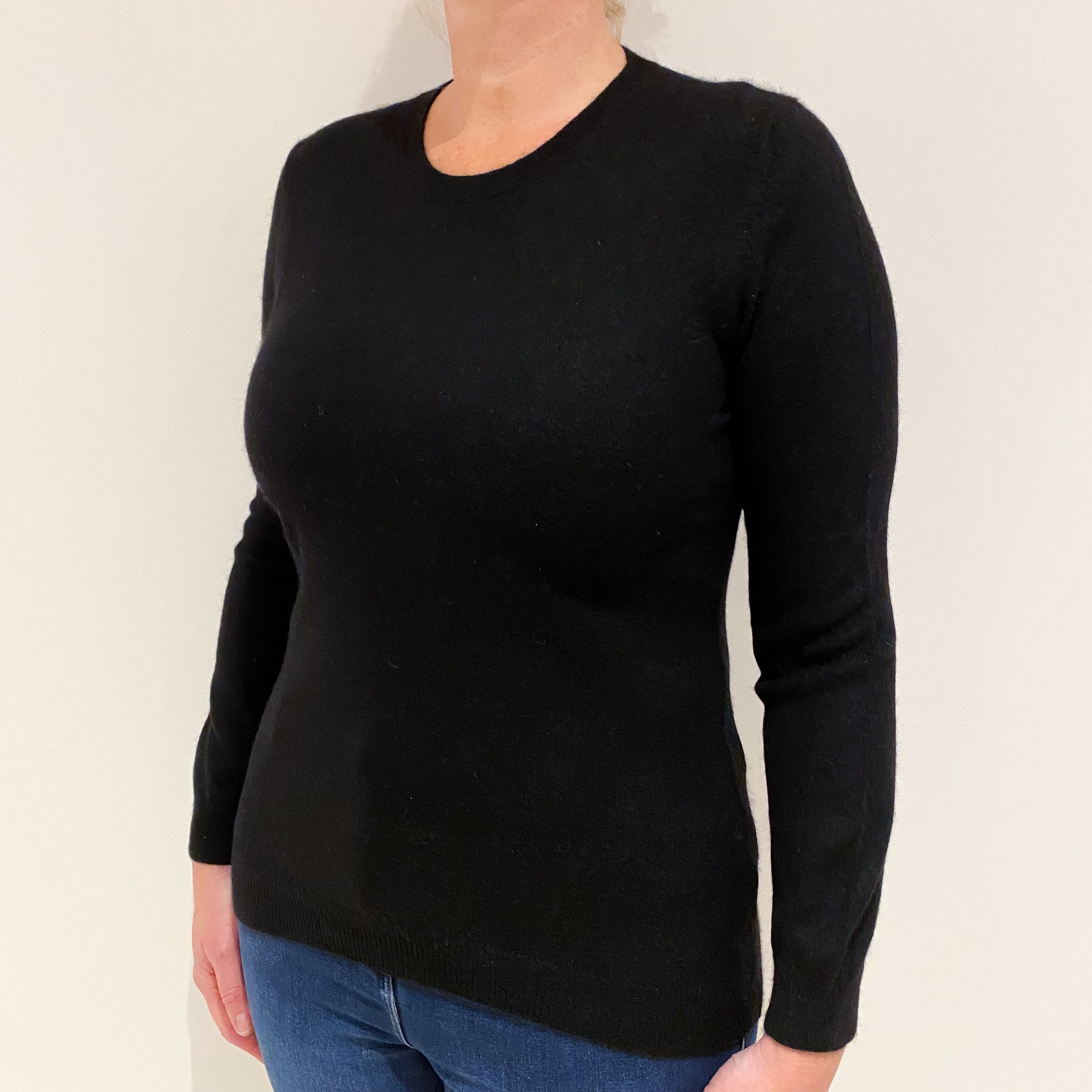 Black Cashmere Crew Neck Jumper Large